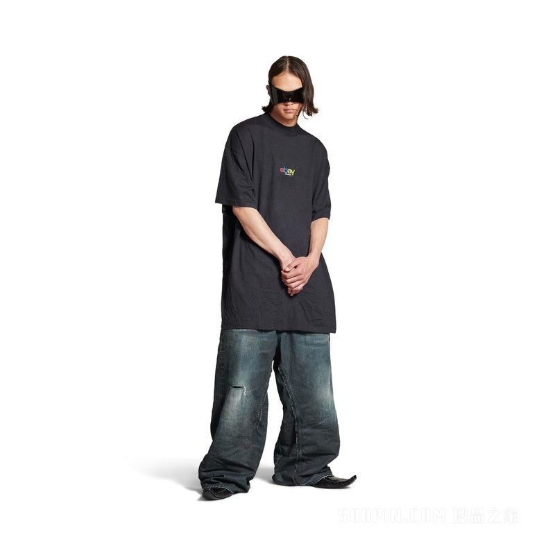 Balenciaga × eBay o1w1db10126 Dup / Ebay T-Shirt Oversized in Black Size US XXL / EU 58 / 5 - 3 Thumbnail