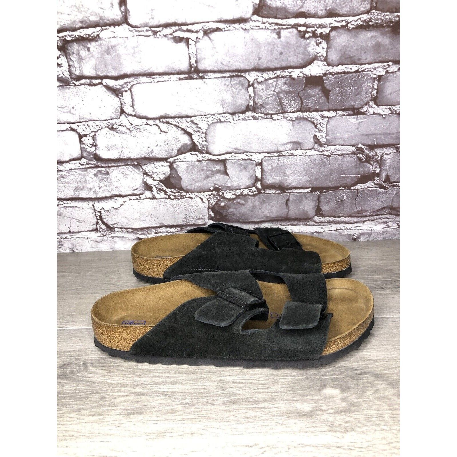 Birkenstock Birkenstock Arizona Black Suede Leather Strap Slides Sandals Size US 10 / IT 40 - 1 Thumbnail