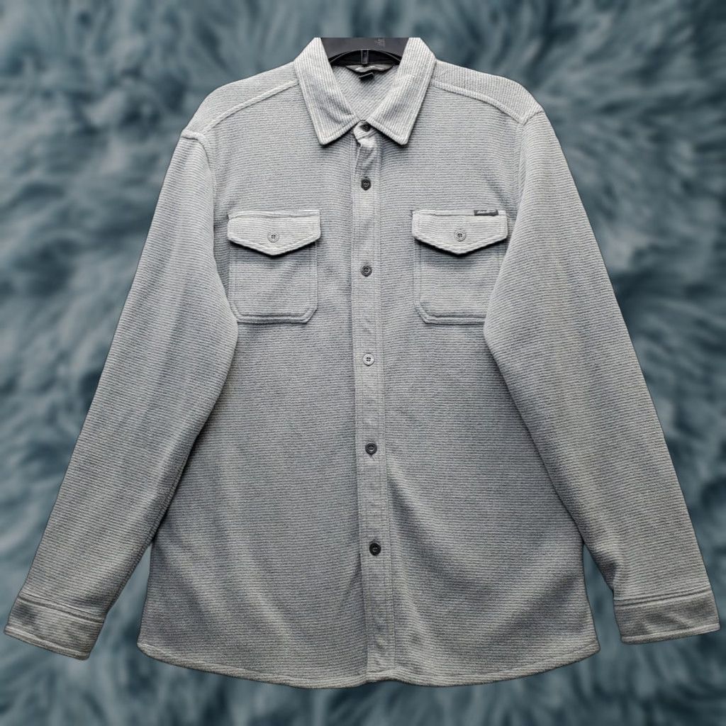 Eddie Bauer Eddie Bauer Mens Shirt Jacket Gray Formal Long Sleeve Collar Front Button Size 40R - 1 Thumbnail