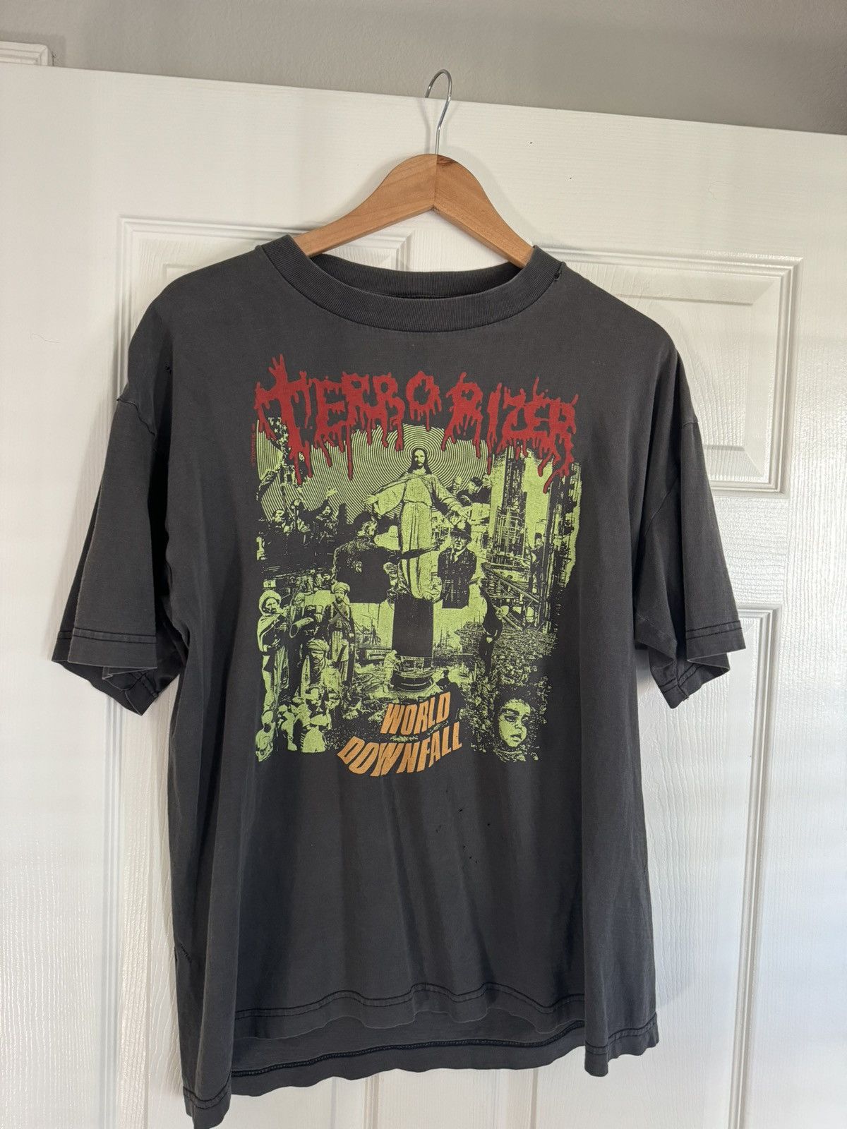 image of Vintage 1990 Terrorizer “World Downfall” Shirt in Black, Men's (Size XL)