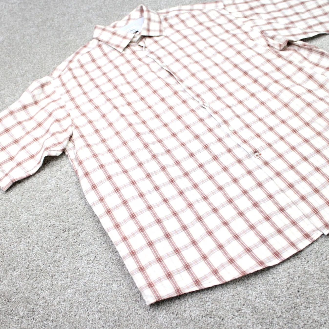 Joseph Abboud Joseph Abboud Shirt Mens 2XL Plaid Brown Beige Cotton Linen S/S Classic Fit Button-Up Summer Casual Business Mens Size US XXL / EU 58 / 5 - 5 Thumbnail
