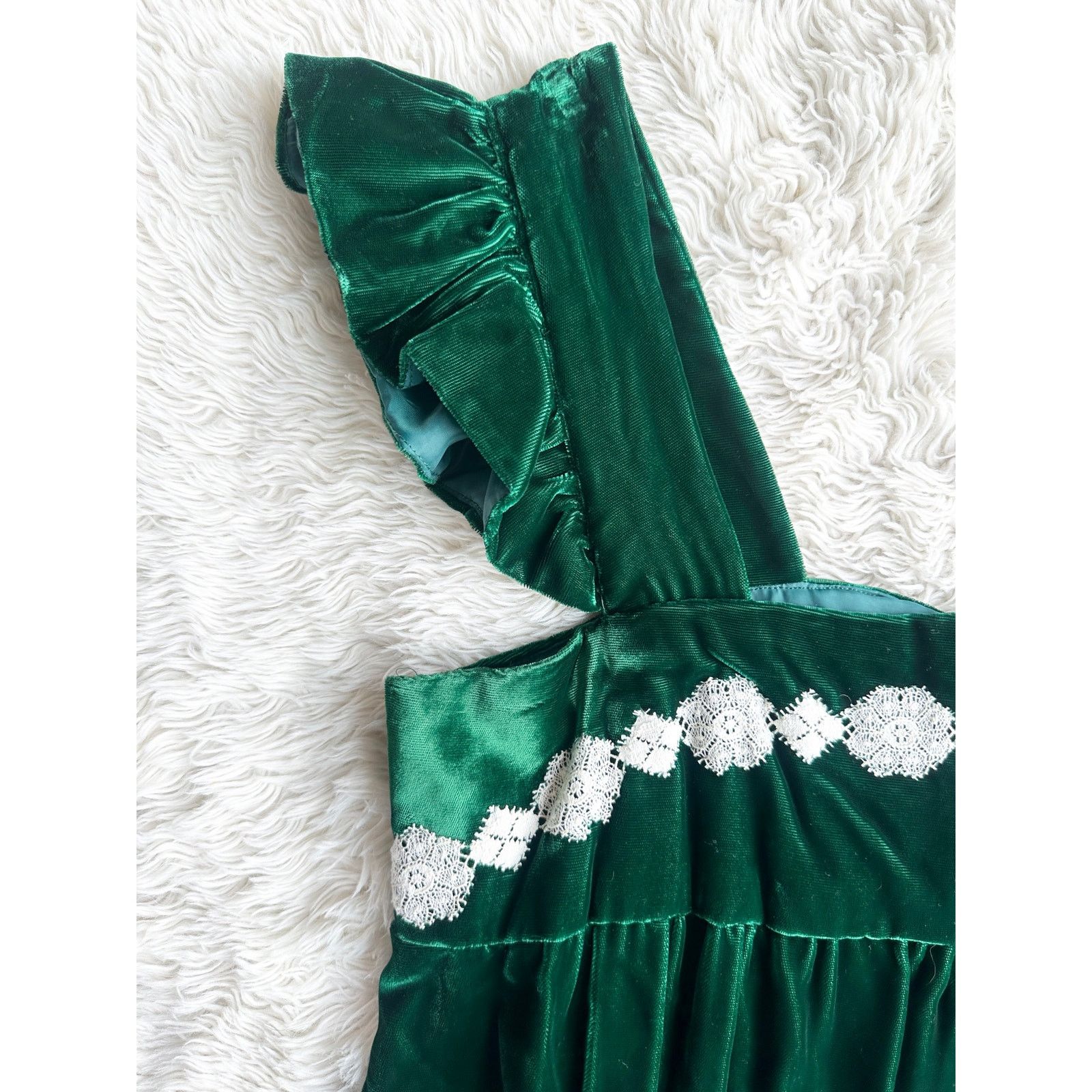 Vintage Vintage 60's Deep Emerald Velvet Empire Waist Dress Size M / US 6-8 / IT 42-44 - 15 Thumbnail