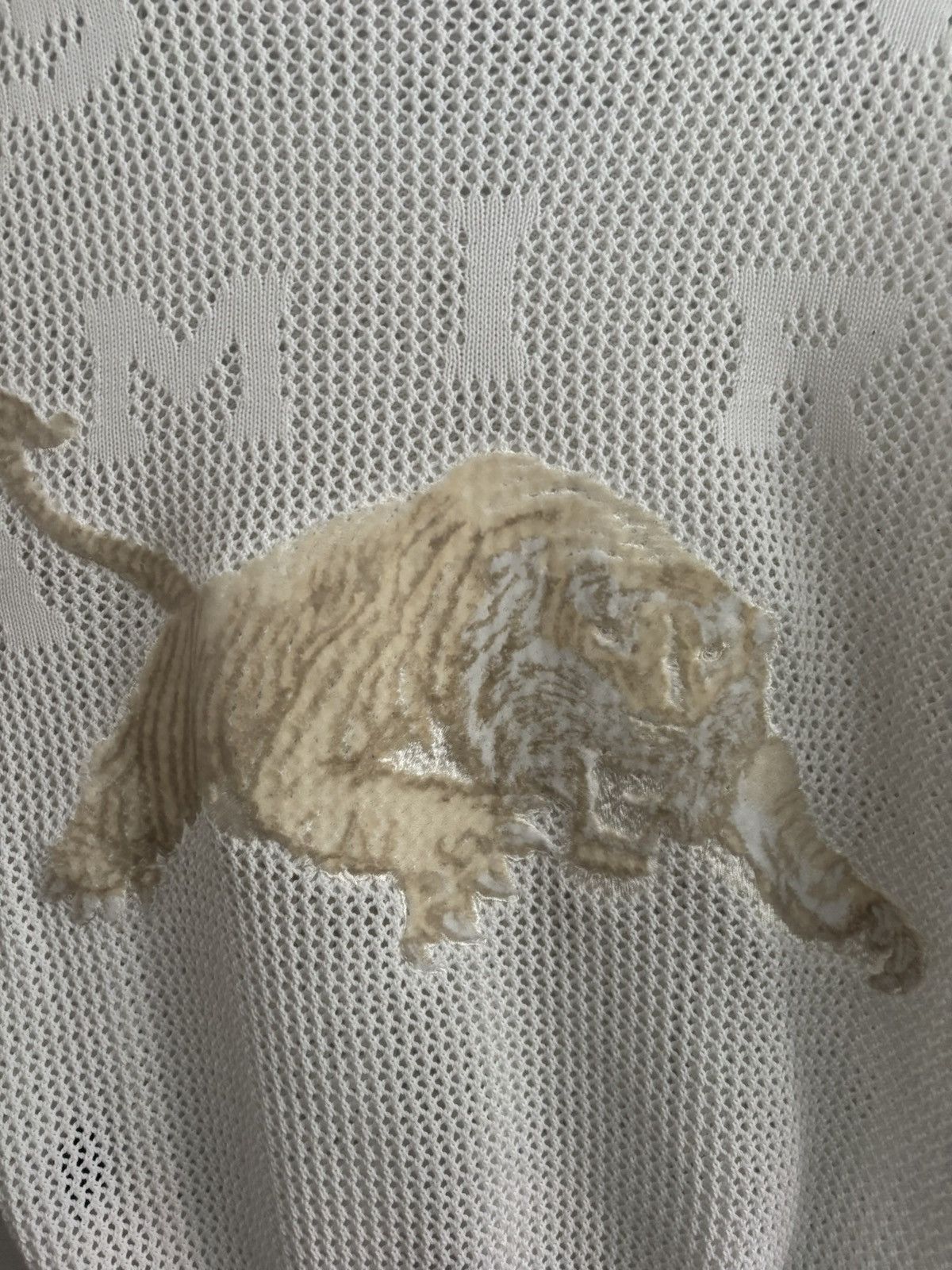 Amiri Tiger Knit Mesh Sweater - White - Size M