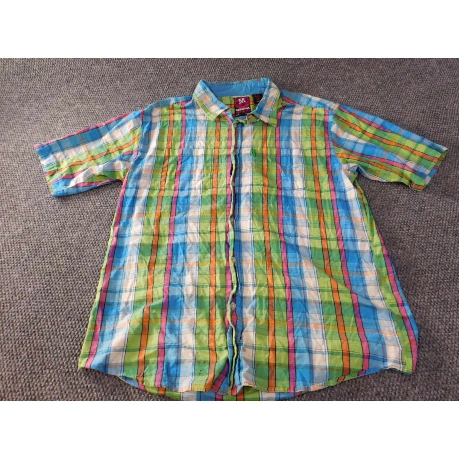 Vintage Mecca Shirt 2XL Green Button-Up Short Sleeve Collared Hip Hop Mens Green 2XL Button-Up Shirt Size US XXL / EU 58 / 5 - 2 Thumbnail