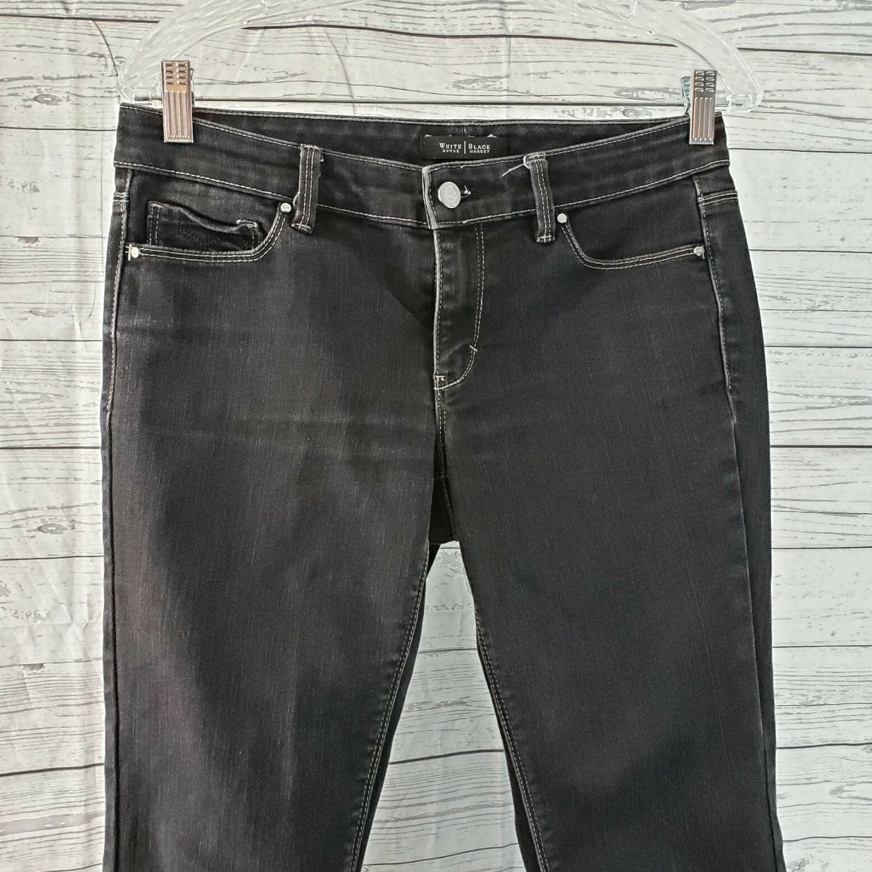 White House Black Market VINTAGE White House Black Market Womens Cropped Jeans Sz 4 Black Low Rise Denim Inseam 22in Mary Context: none Size 27" / US 4 / IT 40 - 2 Thumbnail