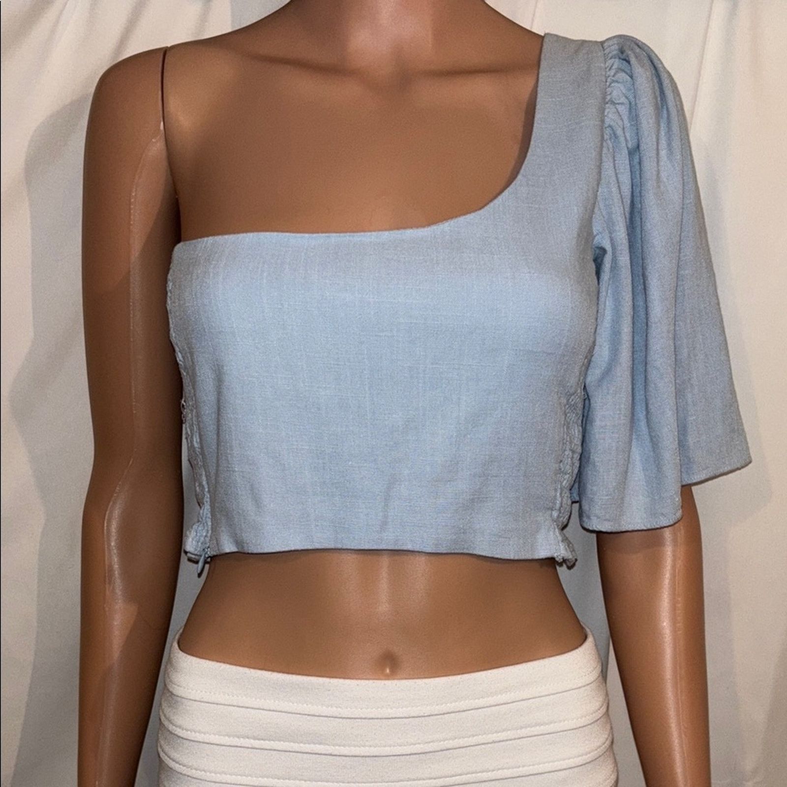 Zara Zara One-Shoulder Light Blue Top - XS Size XS / US 0-2 / IT 36-38 - 1 Thumbnail