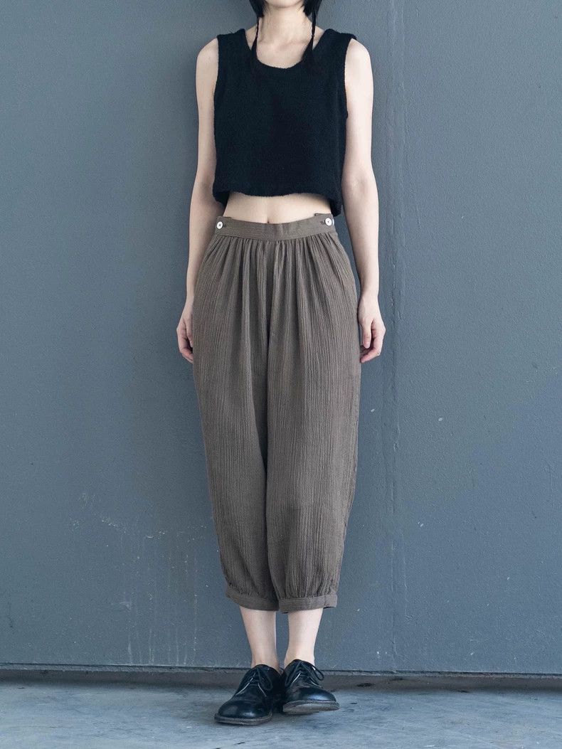 Issey Miyake Issey Miyake Brown tapered pants Size 42" / US 20 - 2 Thumbnail
