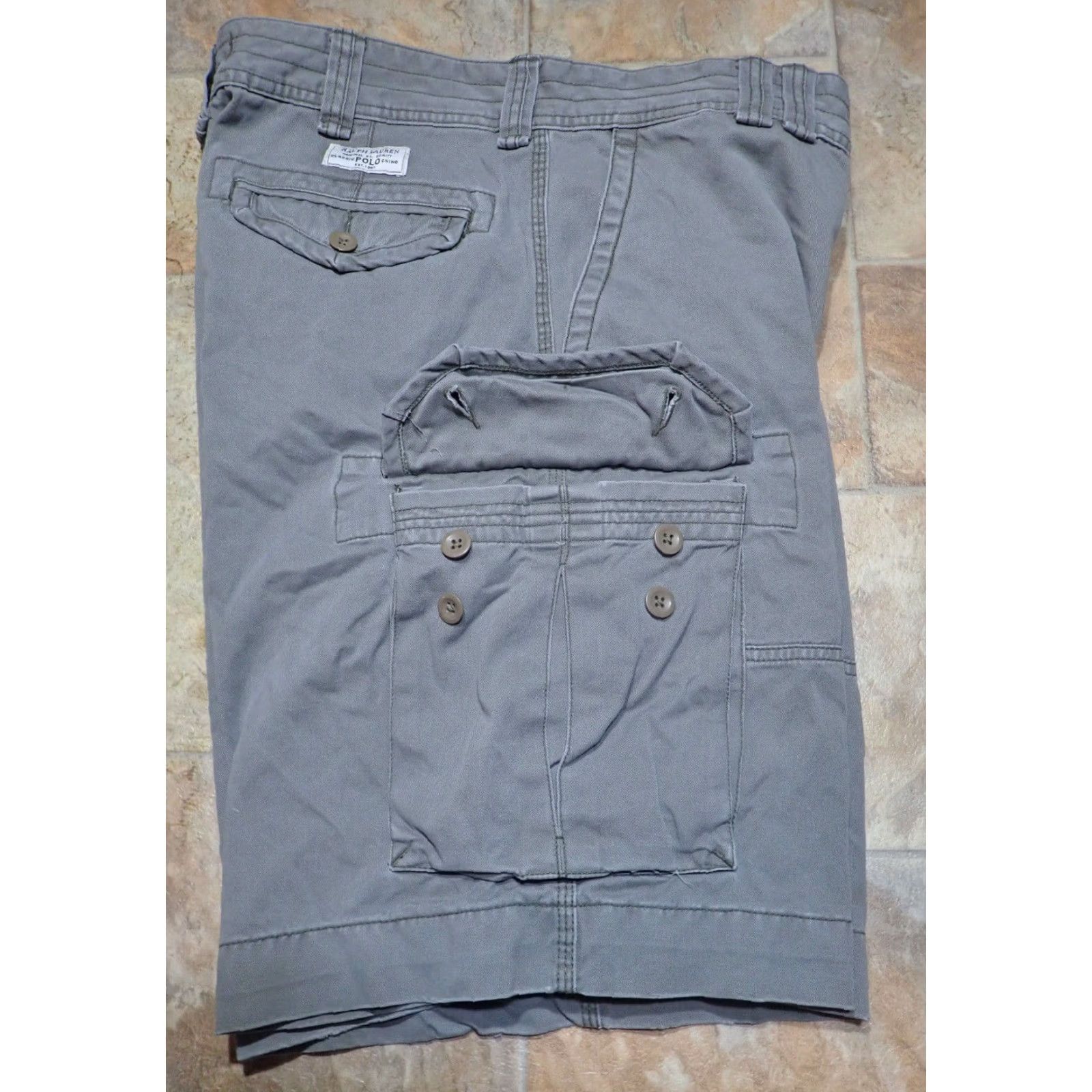 Polo Ralph Lauren VINTAGE Polo Ralph Lauren Cargo Shorts Men 35 Gray Canvas Outdoor Military Distressed High-Rise Size US S / EU 44-46 / 1 - 2 Thumbnail