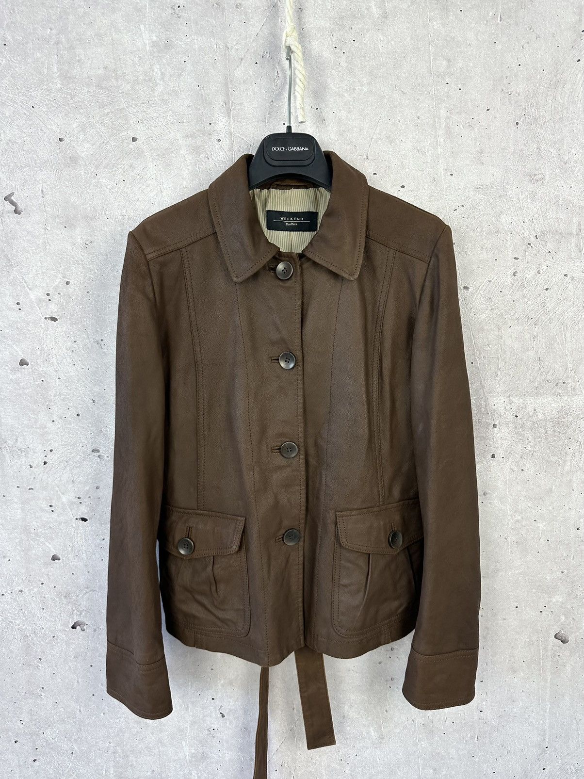 Weekend Max Mara Max Mara Weekend Brown Leather Buttons Jacket With Belt Size M / US 6-8 / IT 42-44 - 1 Thumbnail