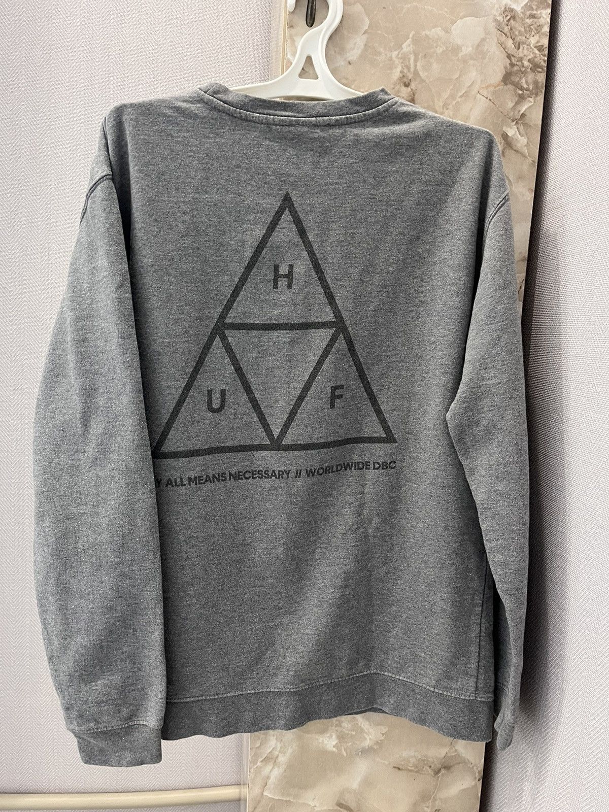 Huf HUF sweatshirt blank grey minimalistic Size US L / EU 52-54 / 3 - 3 Thumbnail
