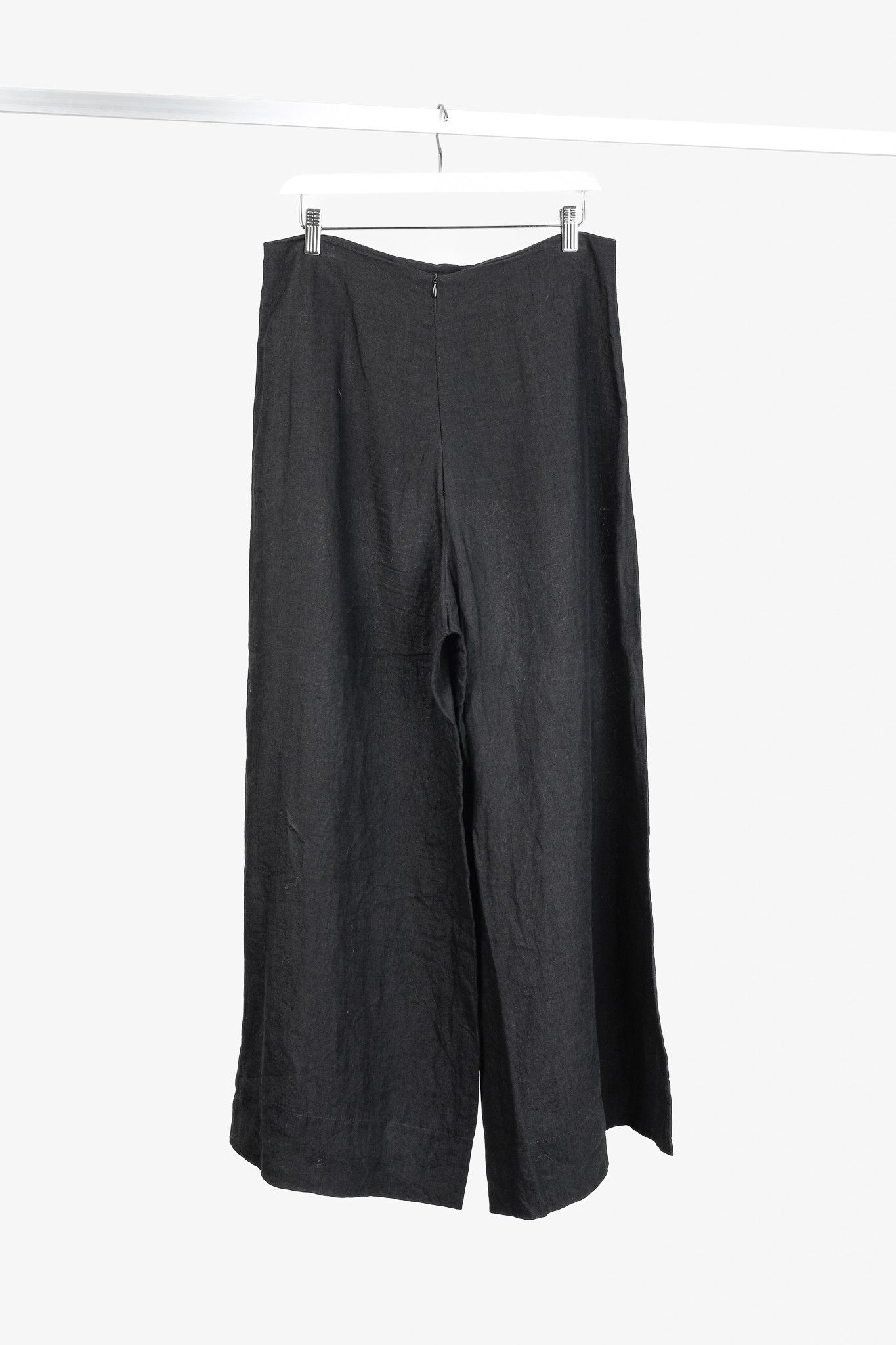 Other Anett Rostel Black Linen Wide-Leg Pants Size 32" / US 10 / IT 46 - 2 Thumbnail