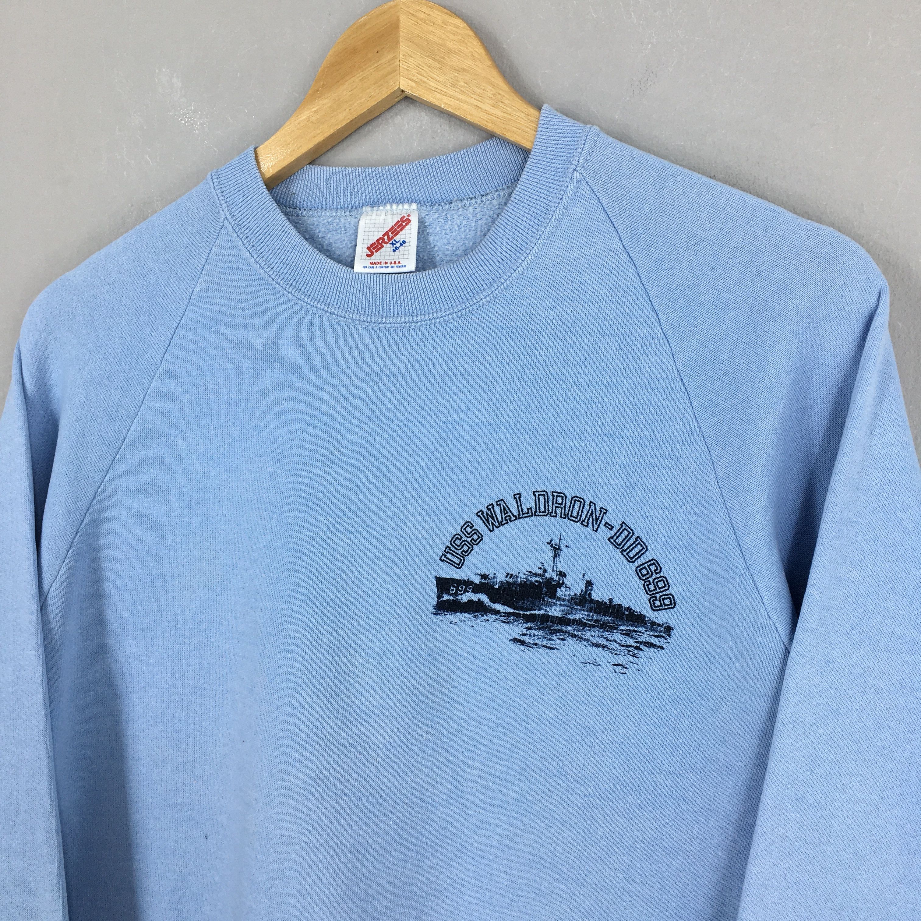 Jerzees × Vintage Vintage 90s United States Navy Blue Sweatshirt XLarge Size US XL / EU 56 / 4 - 3 Thumbnail