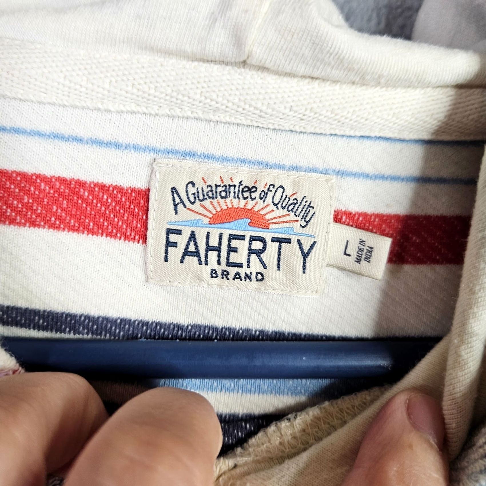 Faherty Faherty Brand Hoodie Men’s L Multicolor Striped Pullover Kangaroo Pocket Size US L / EU 52-54 / 3 - 5 Thumbnail