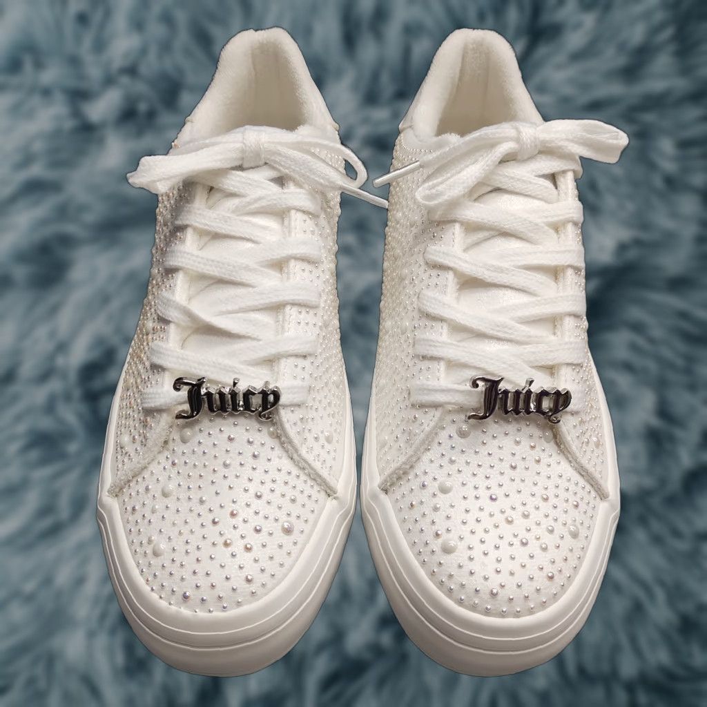 Juicy Couture Juicy Couture Alanis Platform Sneakers Womens US 8.5 White Rhinestone Lace Up NWOB Size 8.5 Womens Footwear White Platform Sneakers Size US 9 / IT 39 - 1 Thumbnail