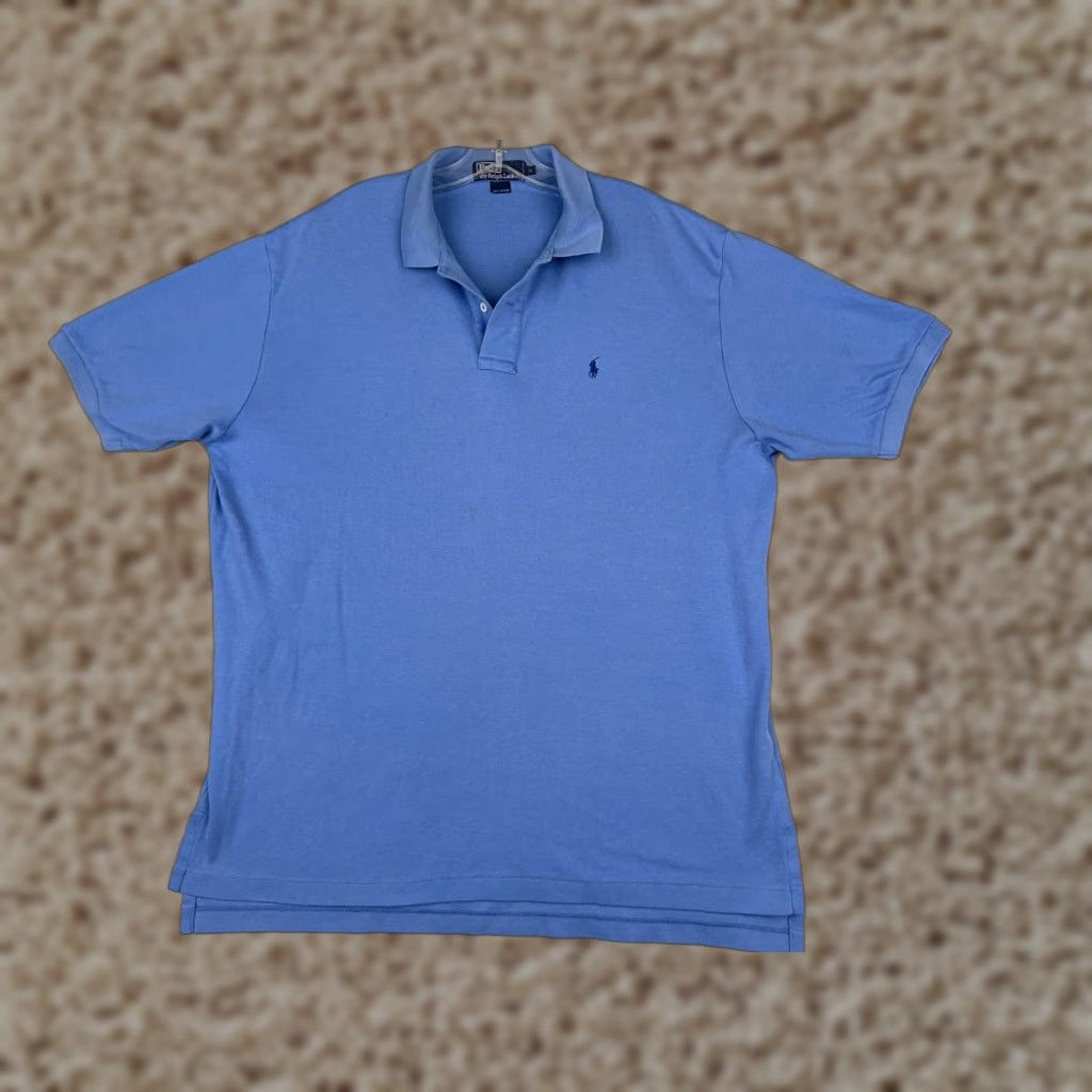 Ralph Lauren VINTAGE Ralph Lauren Polo Shirt Adult XL Blue 100% Cotton Jersey Men Polo XL Blue Modern Sports Mens Size US XL / EU 56 / 4 - 1 Thumbnail