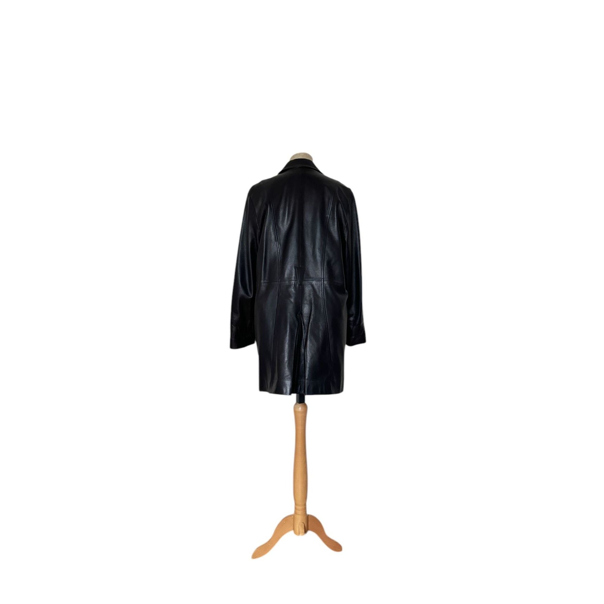 Thierry Mugler 1980s Dark Navy Leather Coat Size L / US 10 / IT 46 - 6 Thumbnail
