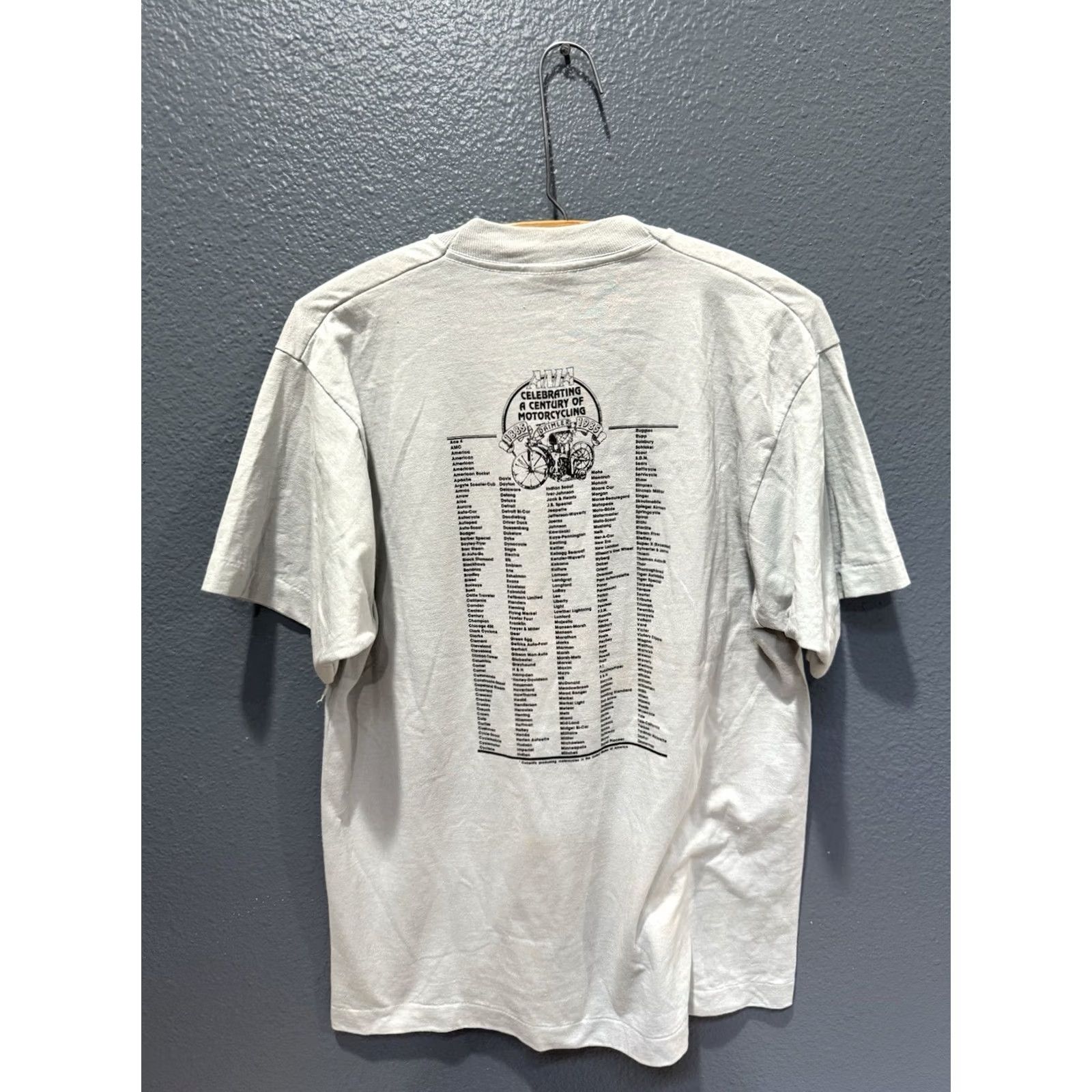 Fruit Of The Loom VINTAGE AMA 100th Anniversary Motorcycle Gray Tee Shirt L Large Cotton United States 1980s Men Womens Boys Girls Size US L / EU 52-54 / 3 - 4 Thumbnail