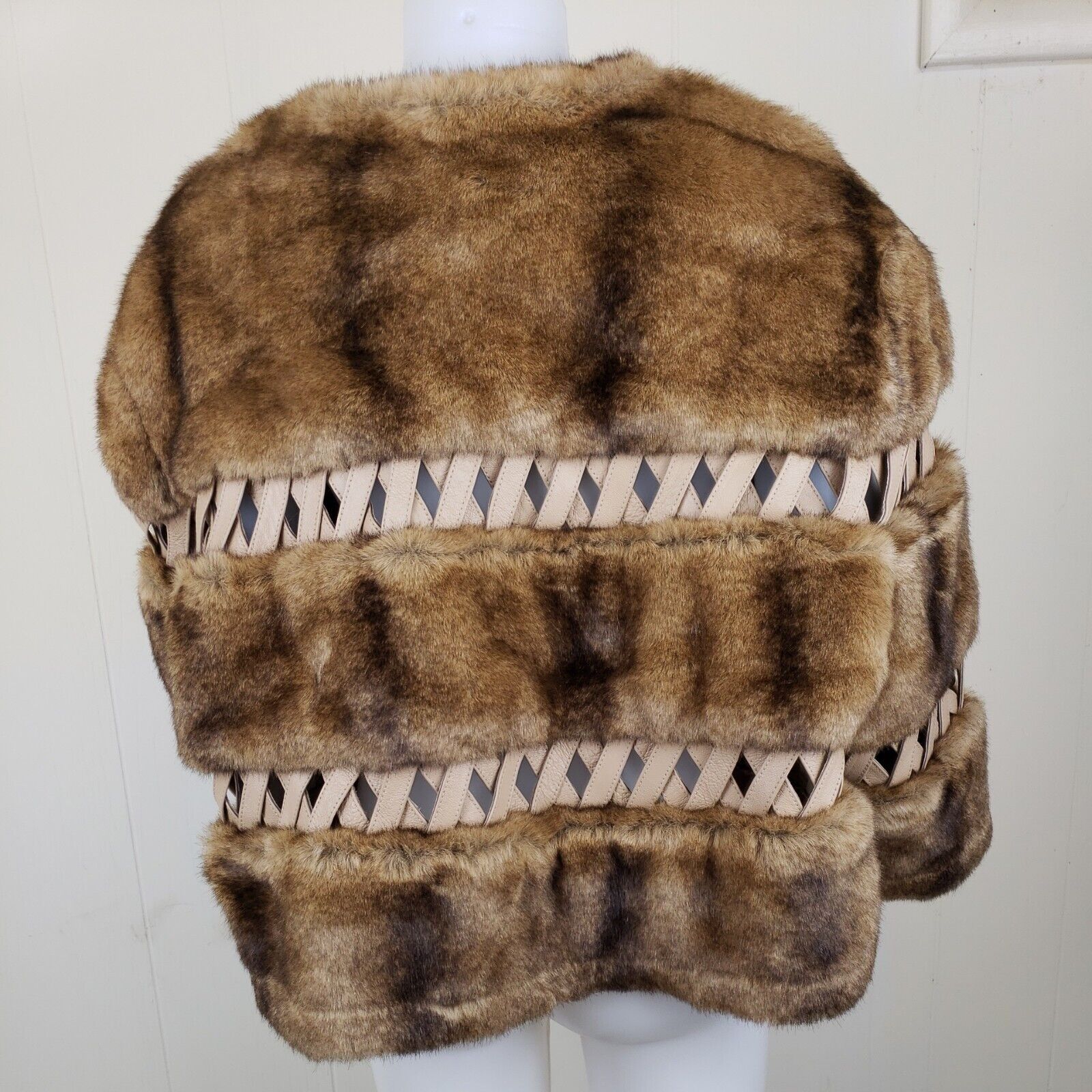 Vintage Vintage Caged Leather Faux Fur Jacket Womens Size 1X Crop 3/ Size XXL / US 16-18 / IT 52-54 - 2 Thumbnail
