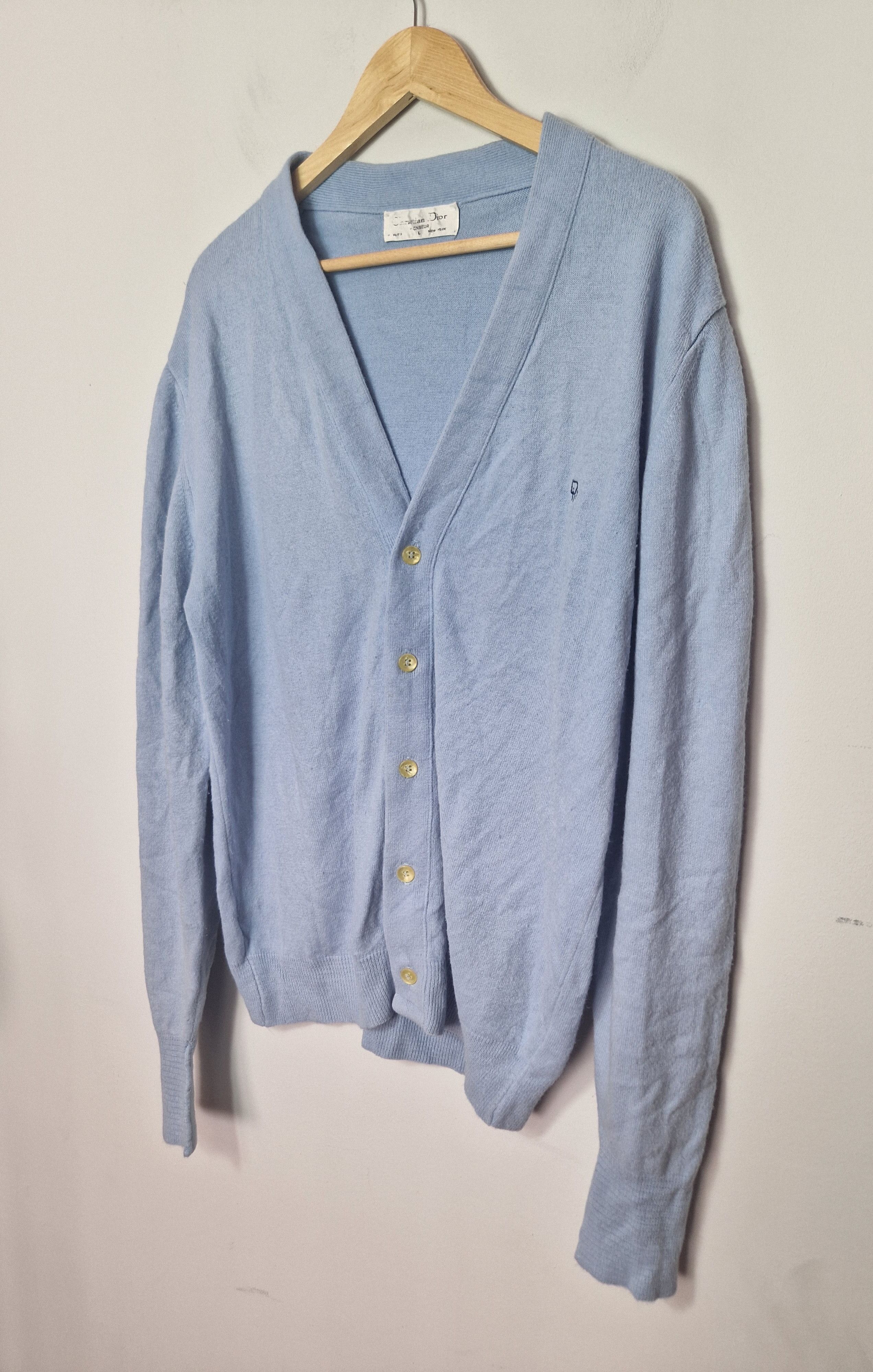 Dior × Hedi Slimane Dior vintage baby blue cardigan Size US XL / EU 56 / 4 - 2 Thumbnail