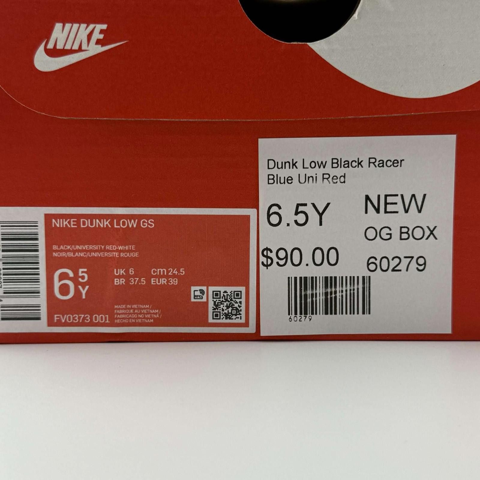 Nike Nike Dunk Low Black Racer Blue Uni Red 6.5Y New Size US 6.5 / EU 39-40 - 10 Thumbnail