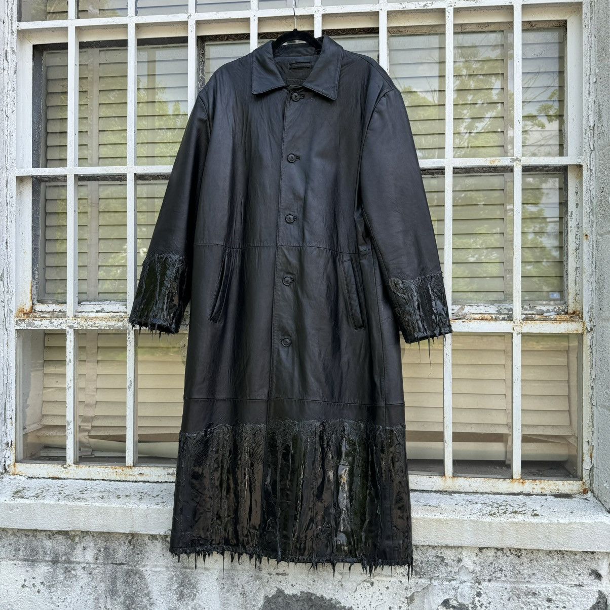 Japanese Brand Black Calf Leather Dripped Jacket Size US M / EU 48-50 / 2 - 1 Thumbnail