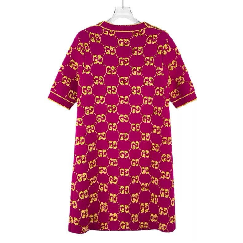Gucci Gucci 23 purple logo jacquard printed wool round-neck shor Size S / US 4 / IT 40 - 2 Thumbnail