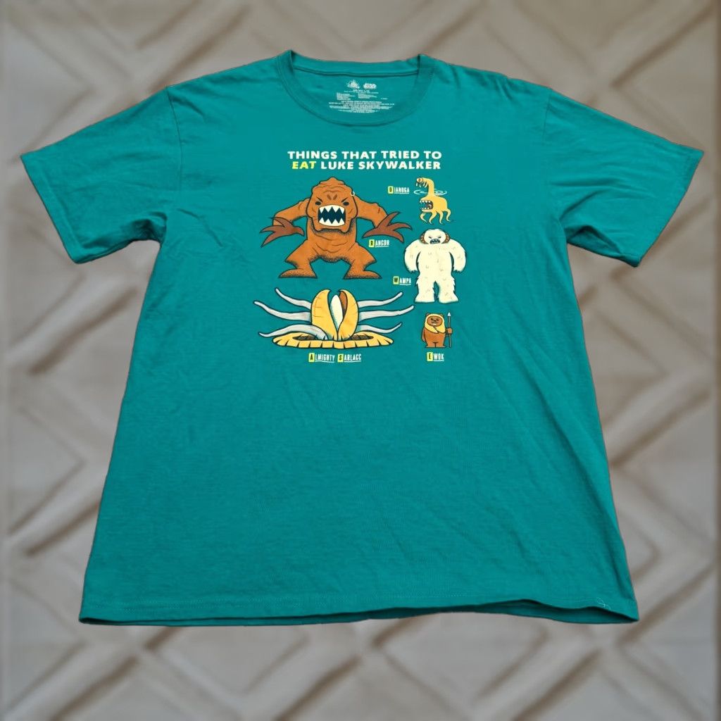 Disney Disney Star Wars Luke Skywalker Eat Creatures Crew Neck T-Shirt Men Large Green Culture Size US L / EU 52-54 / 3 - 1 Thumbnail