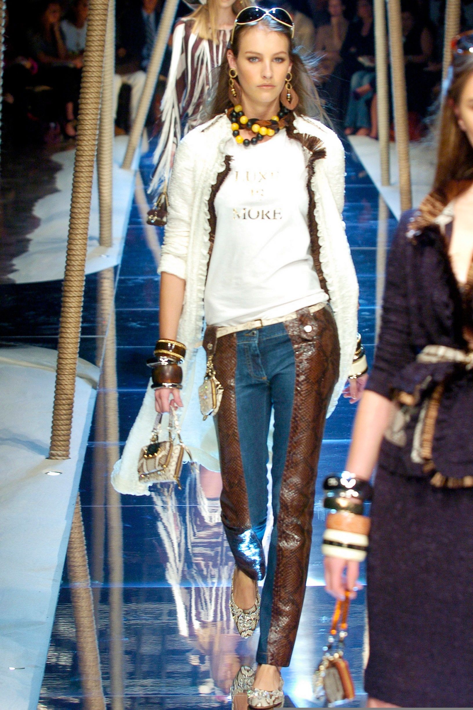 Dolce & Gabbana S/S 2005 Brown Python Leather Blue Jeans Size 28" / US 6 / IT 42 - 2 Thumbnail