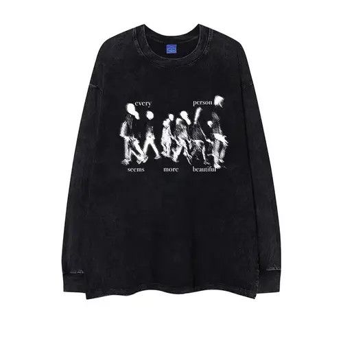 Japanese Brand Vintage silhouette print distressed long sleeve t-shirt Size US S / EU 44-46 / 1 - 1 Thumbnail