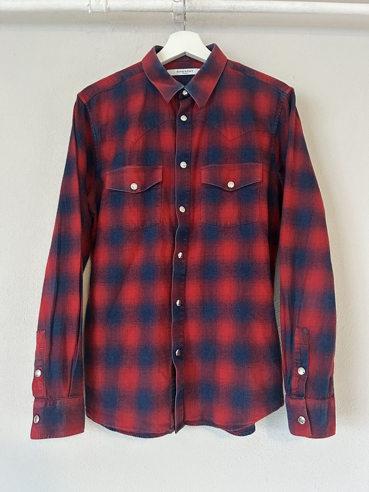 Givenchy Red and Blue Checkered Western Shirt – Size 40