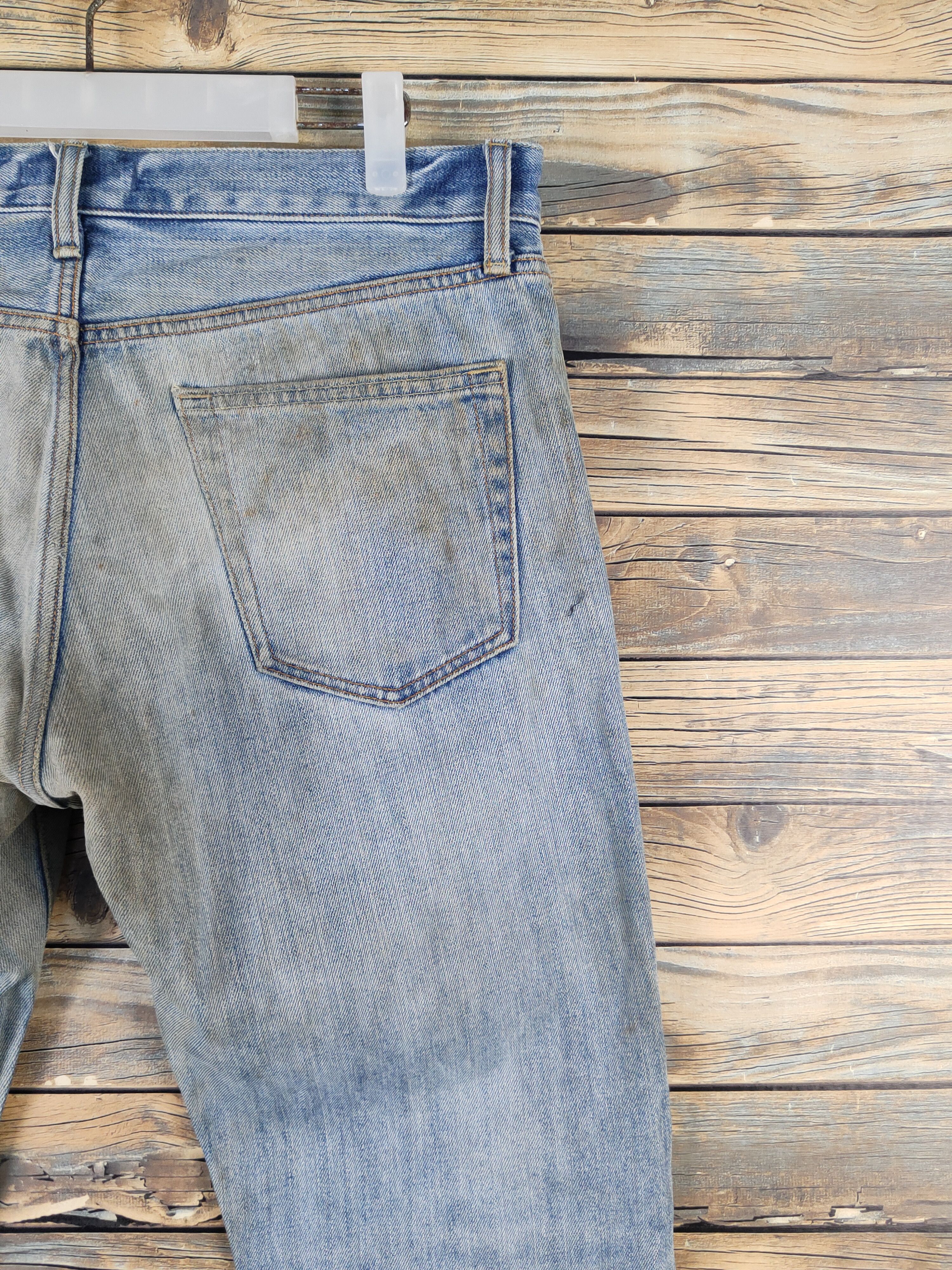 Japanese Brand Uniqlo Blue Faded Distressed Ripped denim Jeans #W2065 Size US 34 / EU 50 - 10 Thumbnail
