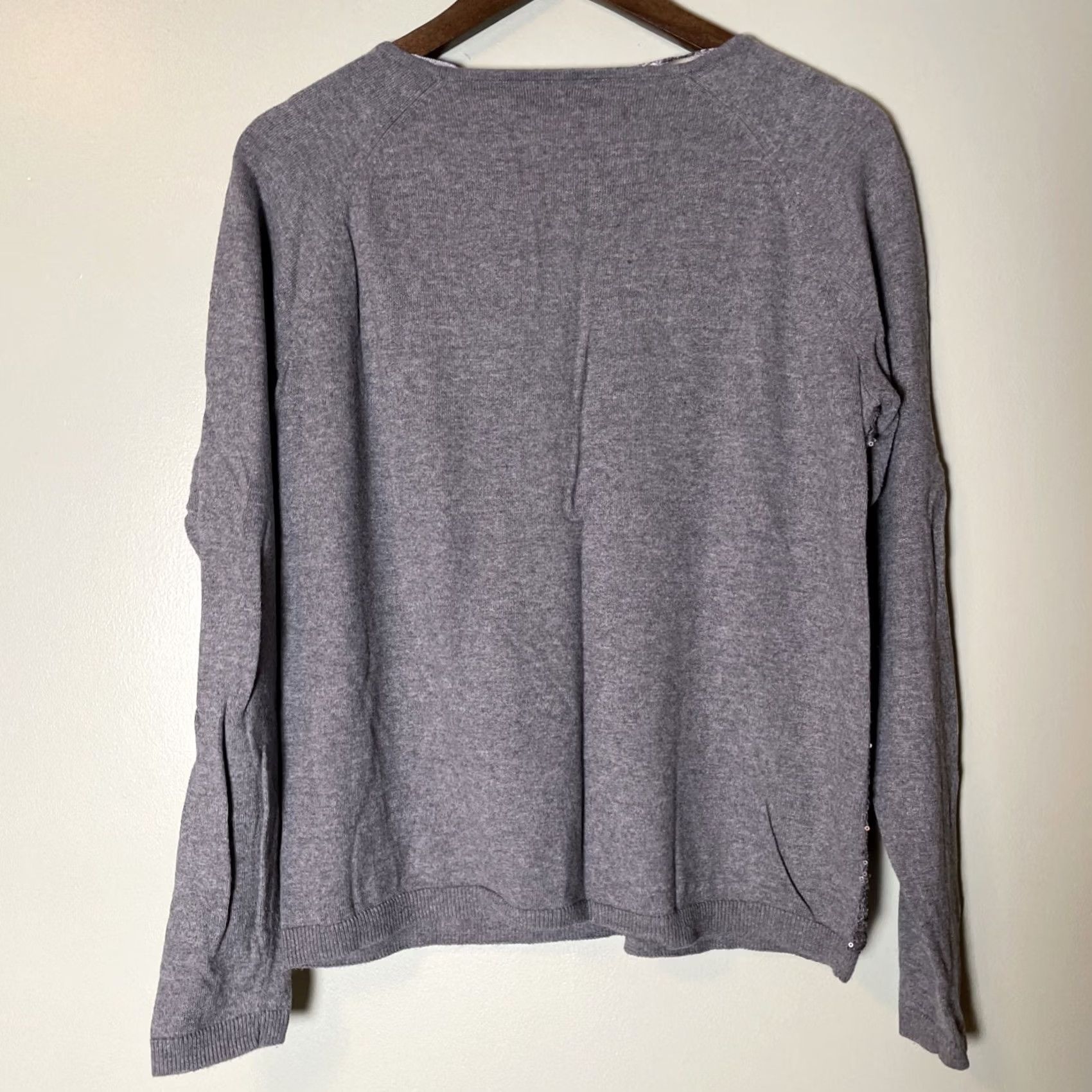 Vintage VINTAGE ELLE Sequin Front Pullover Sweater Gray Knit XL Women Raglan Long Sleeve Crew Neck 90s Grunge Fairy Holiday Size XL / US 12-14 / IT 48-50 - 5 Thumbnail