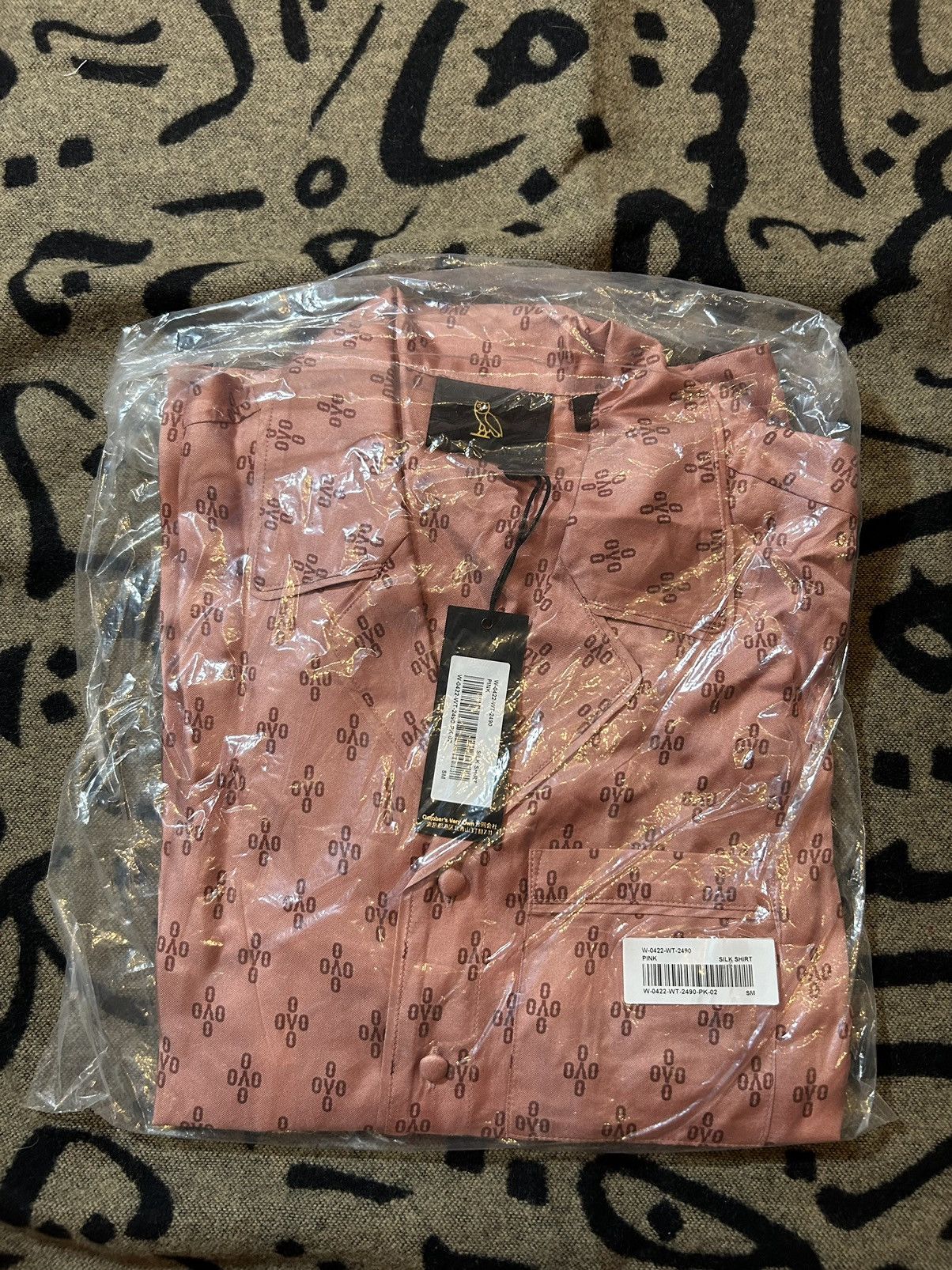 OVO Womens Monogram Silk Pajama Shirt