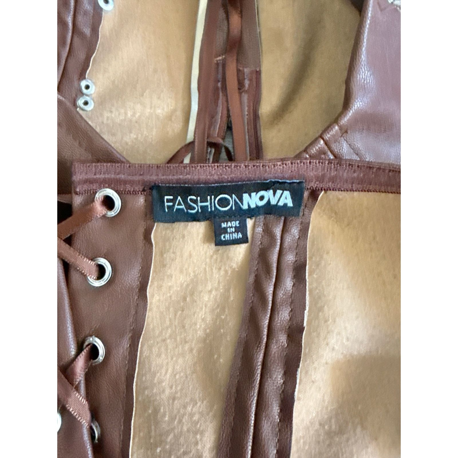 Other Fashion Nova Zorya Faux Leather Corset in Brown Size Large Size L / US 10 / IT 46 - 4 Thumbnail