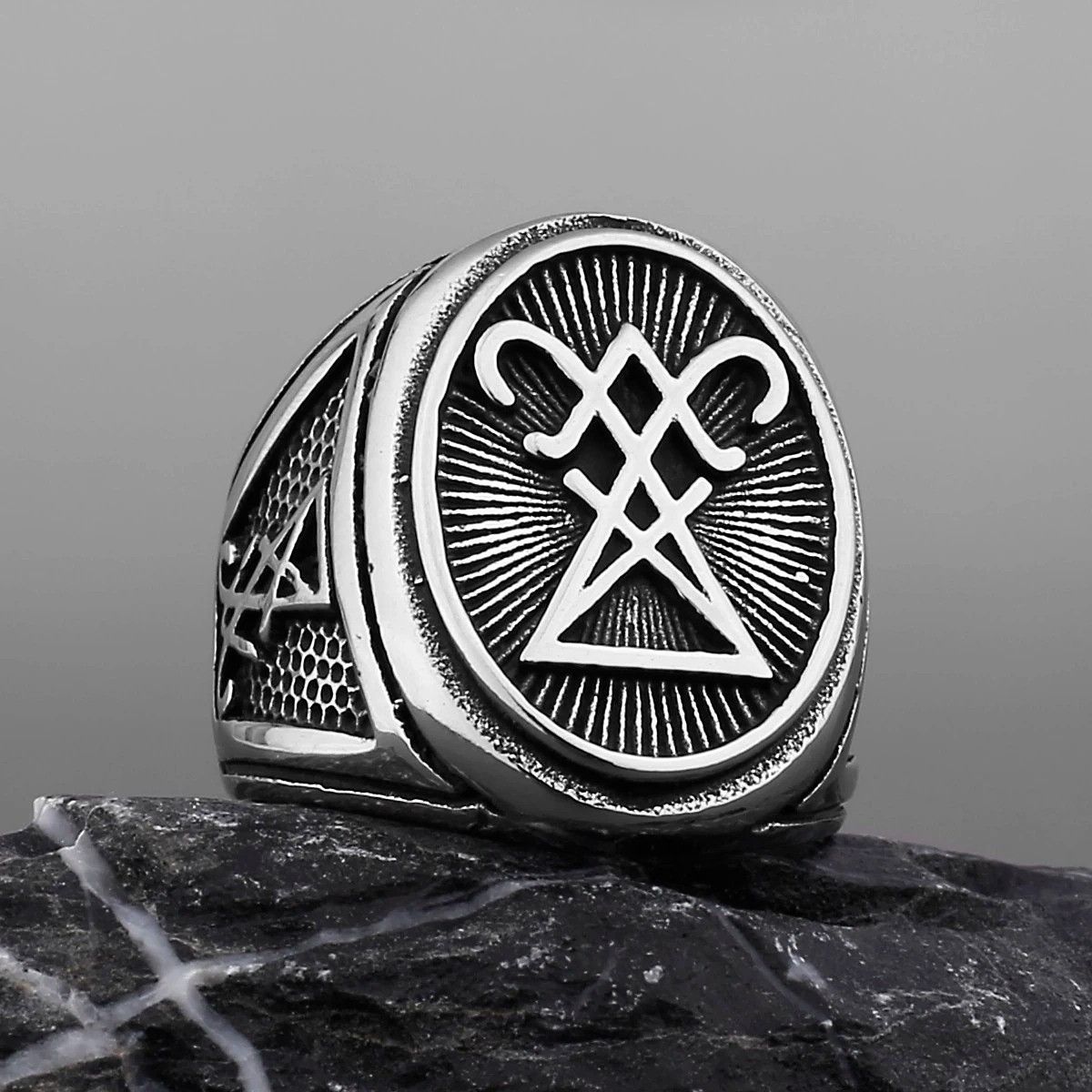 Vintage Vintage Lucifer Signet Ring Size 44 - 4 Thumbnail