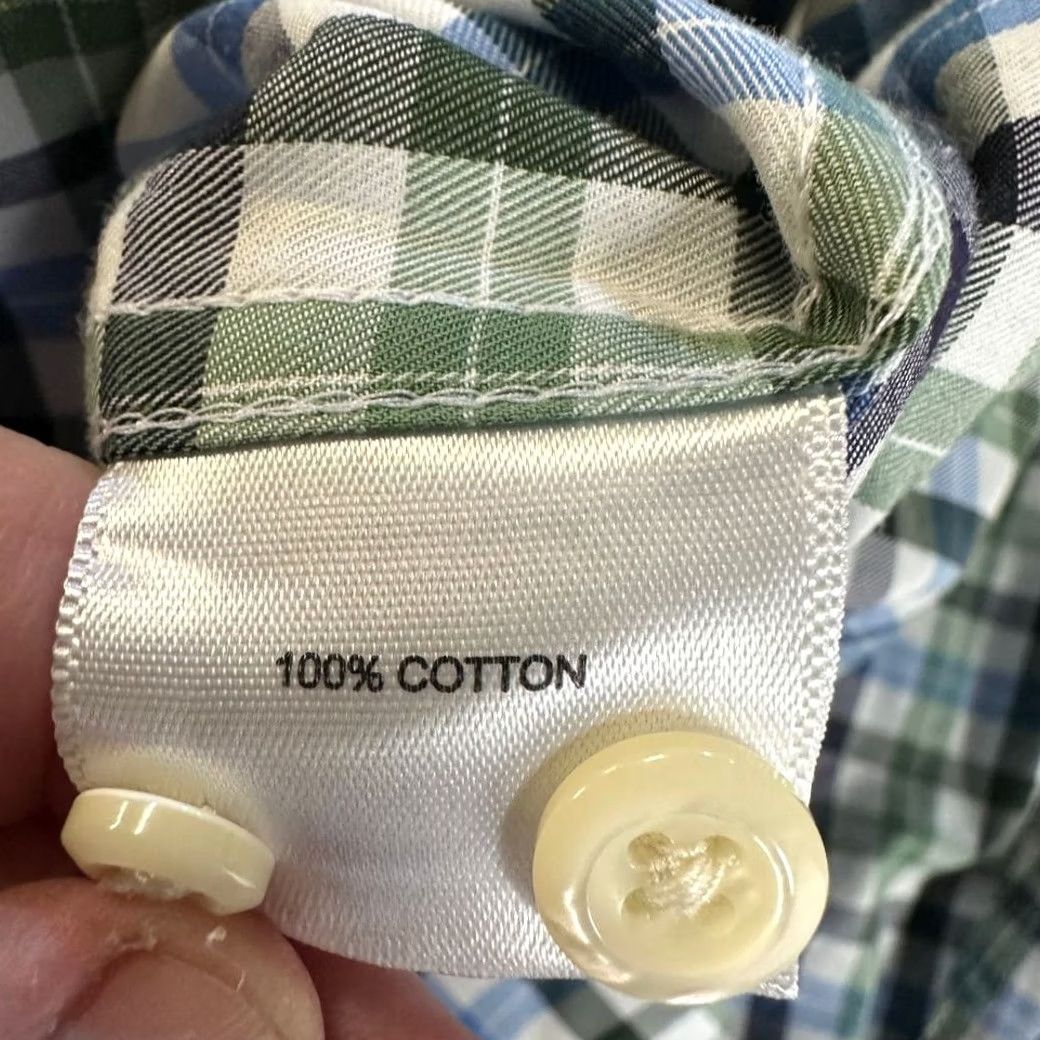 Peter Millar Peter Millar Button Up Shirt Mens XL Green Blue Plaid Cotton Long Sleeve Pocket Shirt Size US XL / EU 56 / 4 - 5 Thumbnail