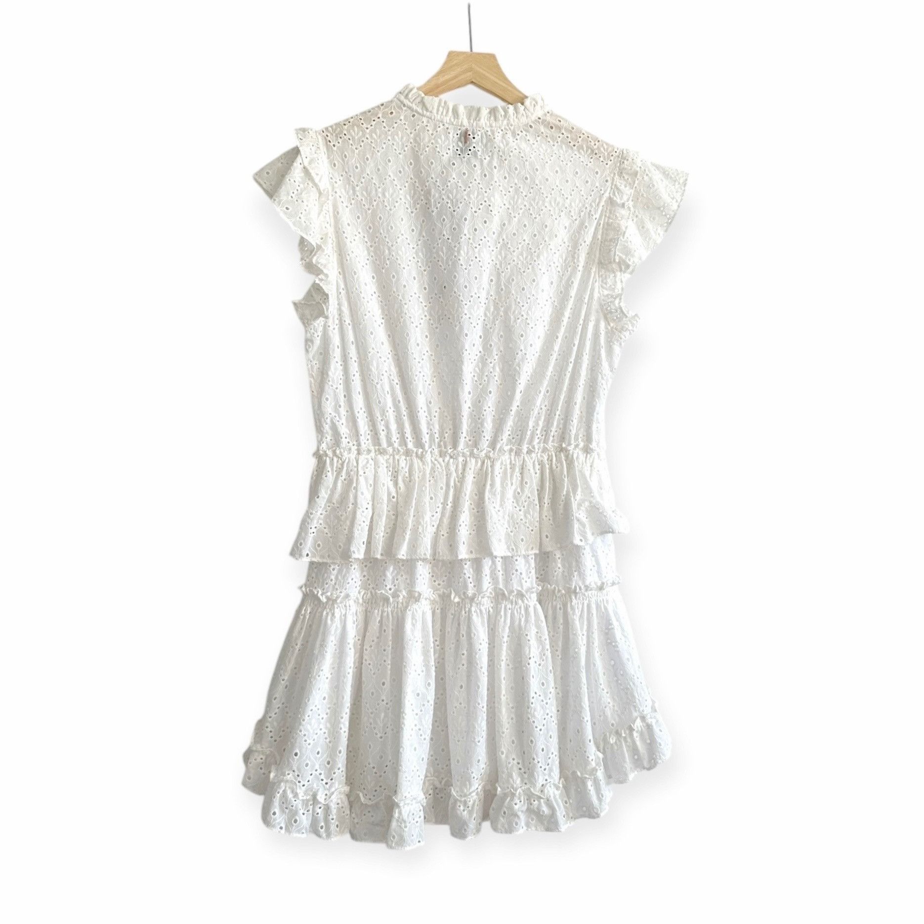 MISA Los Angeles MISA LOS ANGELES Iliana Tiered Eyelet Mini Dress , Size L, W Size L / US 10 / IT 46 - 2 Thumbnail