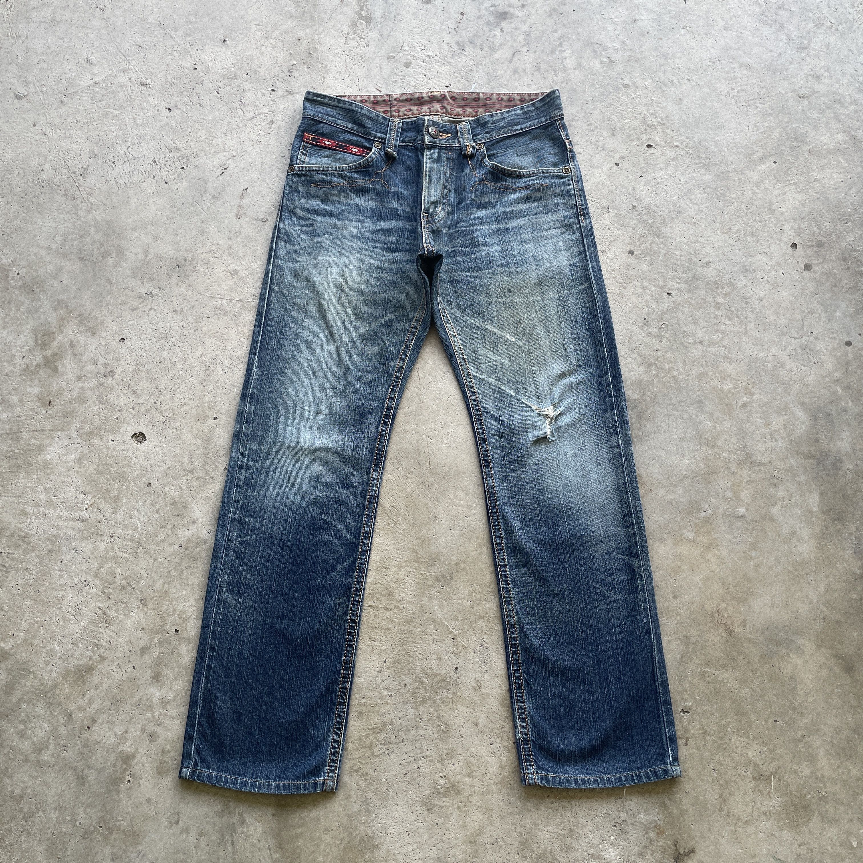 VINTAGE EDWIN XV DENIM DISTRESSED FADED JEANS PANTS W32