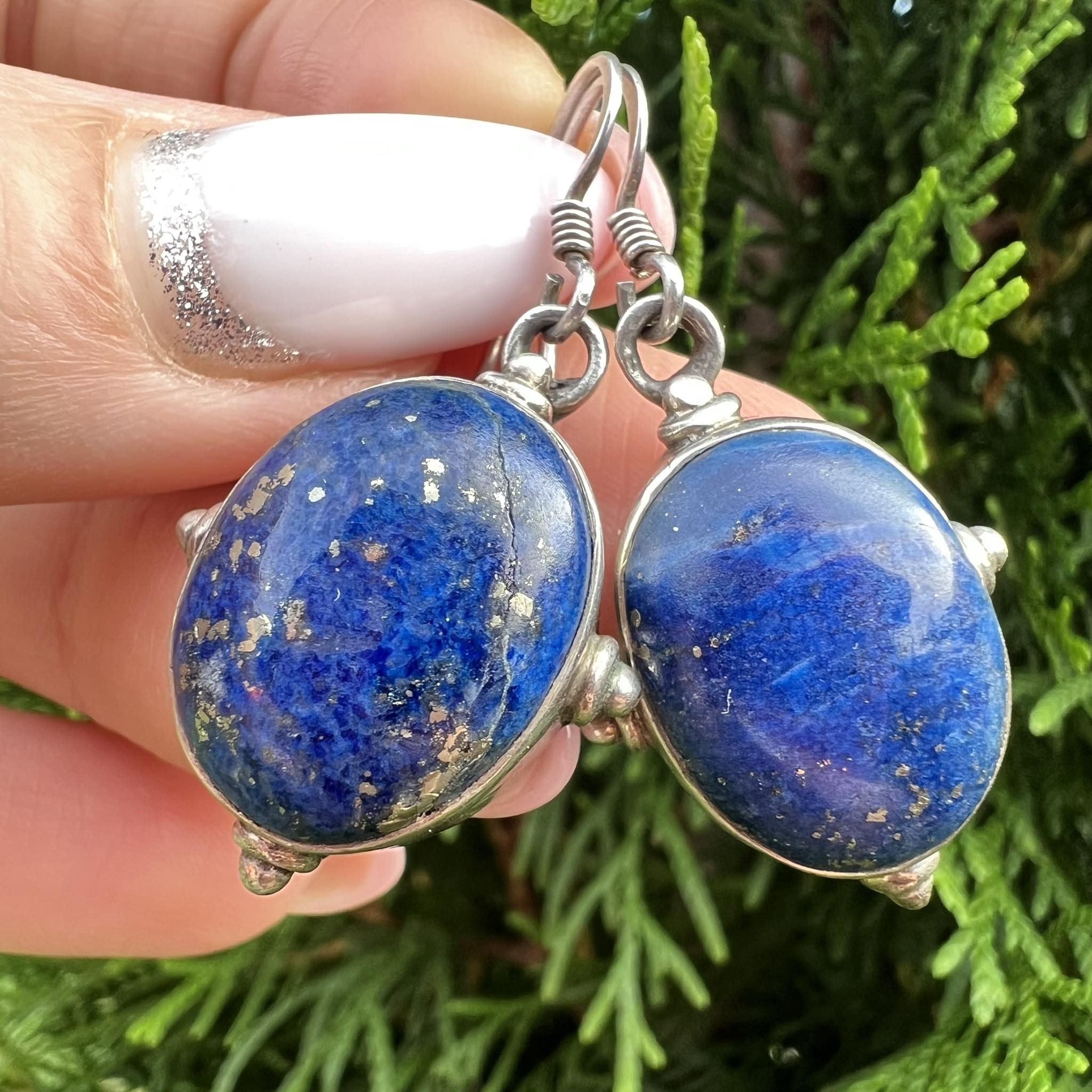 Sterling Silver Vintage Sterling Silver 925 Jewelry Earrings Lapis Lazuli Size ONE SIZE - 6 Thumbnail