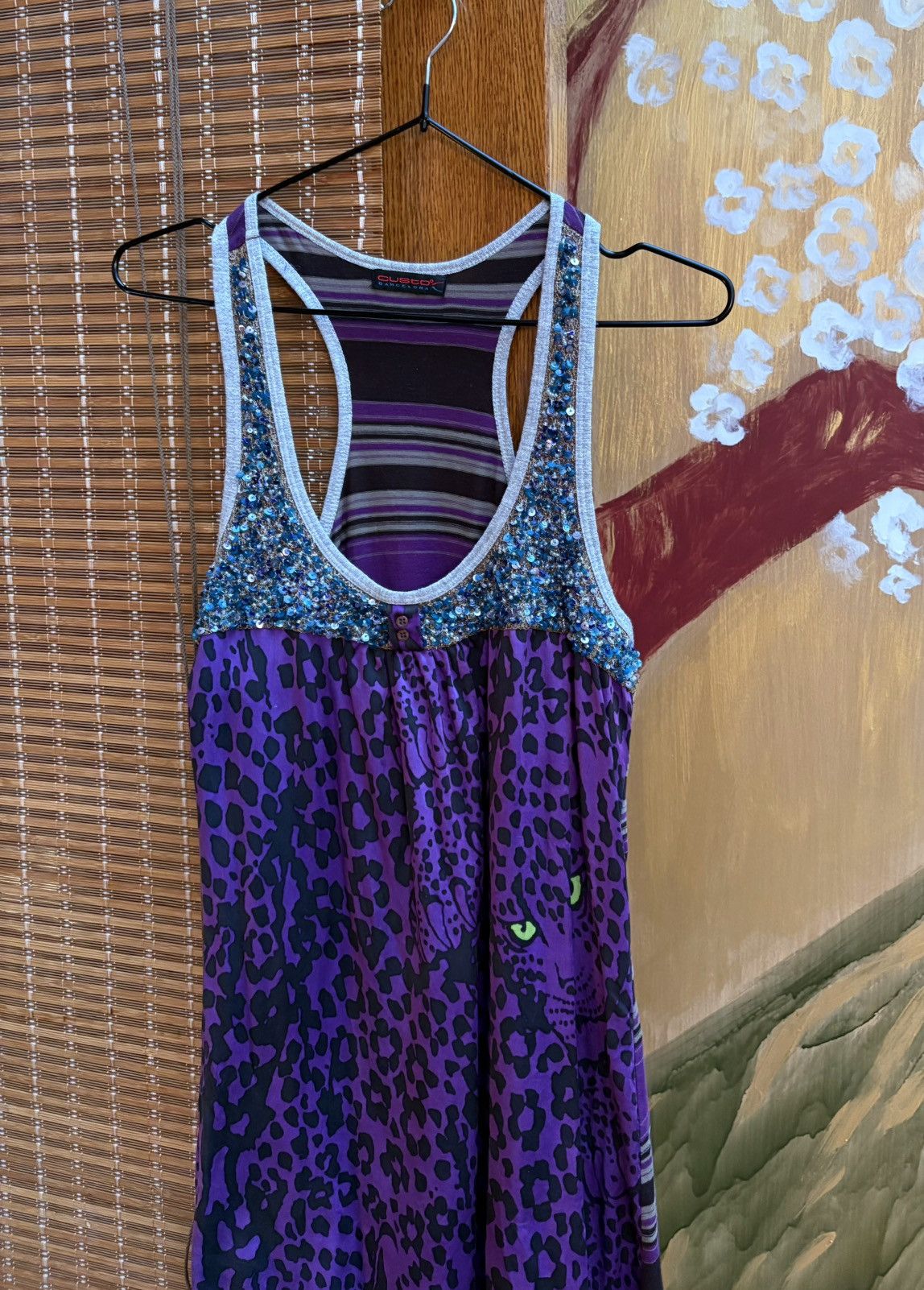 Custo Barcelona Y2K Custo Barcelona Leopard Printed Sequin Mini Tank Dress Size XS / US 0-2 / IT 36-38 - 3 Thumbnail