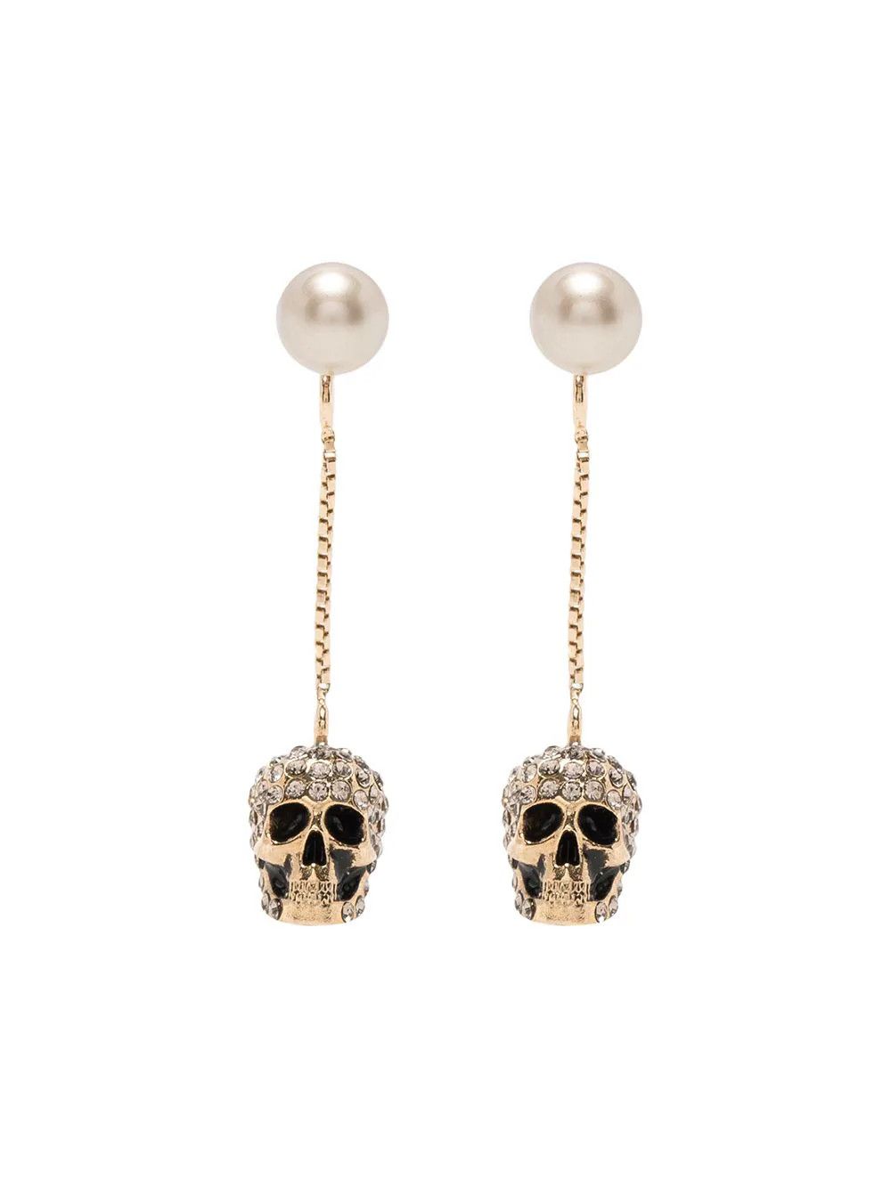 Alexander McQueen o1s22i1n1024 Size: OS / Pave Skull Earrings in Gold Size ONE SIZE - 1 Thumbnail