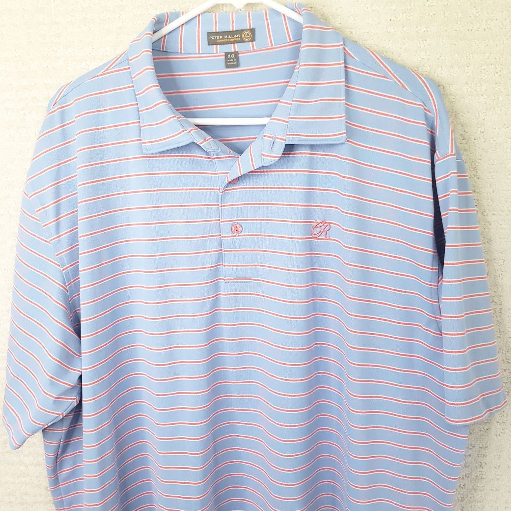 Peter Millar VINTAGE Peter Millar Shirt Mens 2XL Blue Striped Polo Short Sleeve Golf Casual Comfort Summer Performance All Seasons Stretch Knit Size US XXL / EU 58 / 5 - 2 Thumbnail