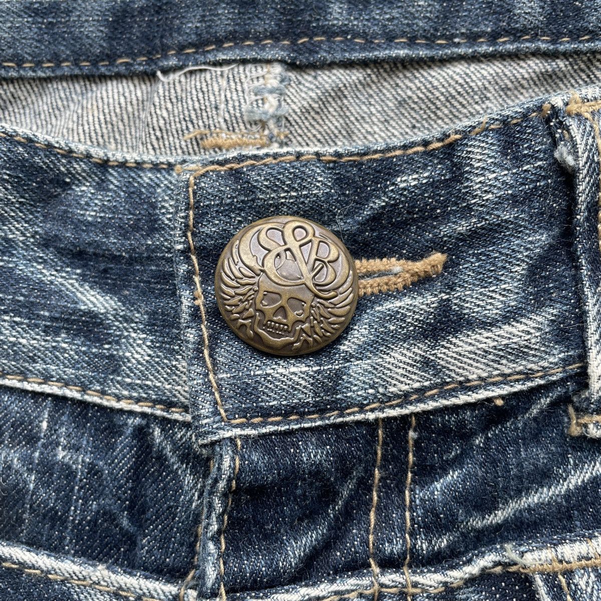 Japanese Brand Rare💥 Vintage Japanese Double Waist Jeans Patch Faded Pants Size US 31 - 6 Thumbnail