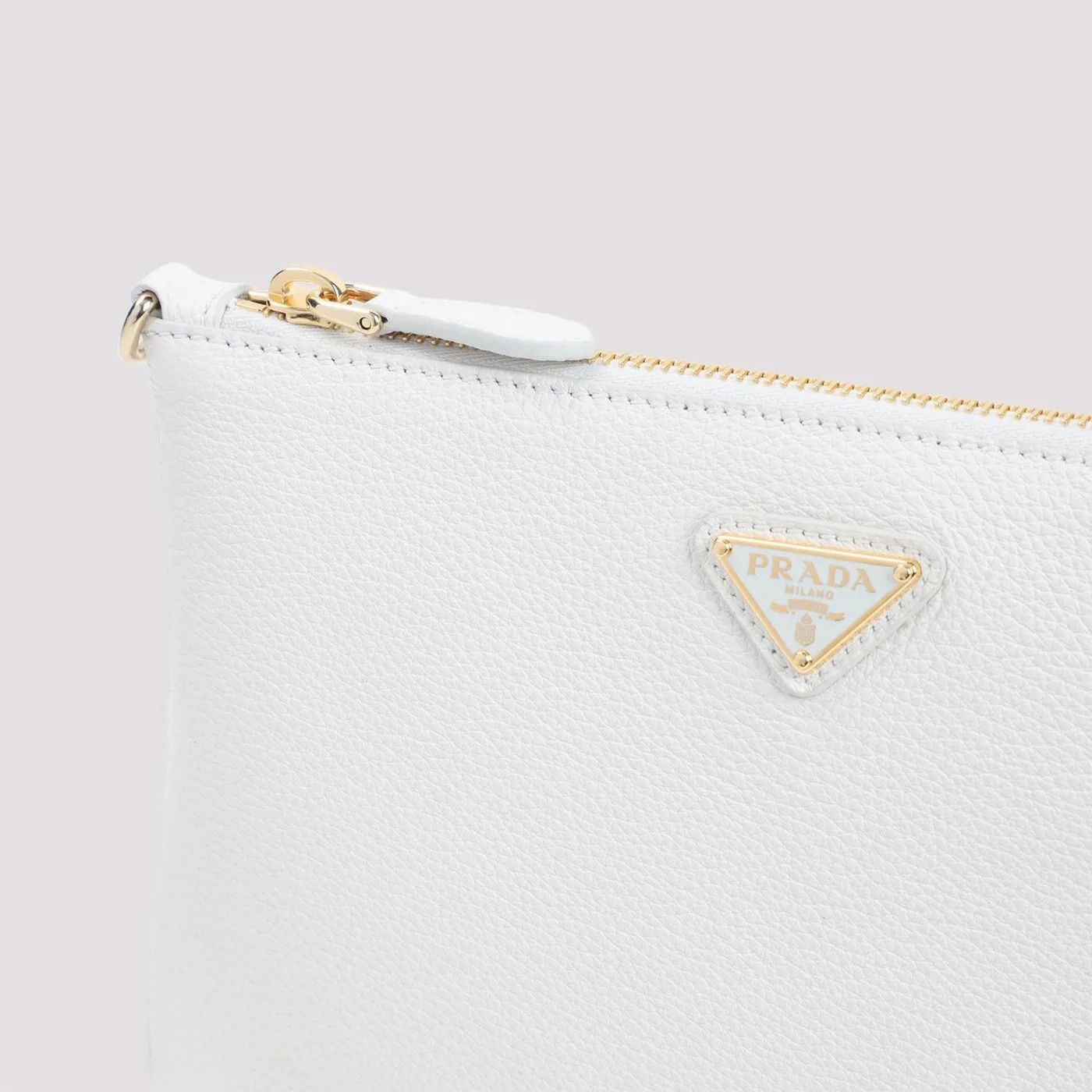 Prada PRADA White Leather Pouch New And Authentic Size ONE SIZE - 4 Thumbnail