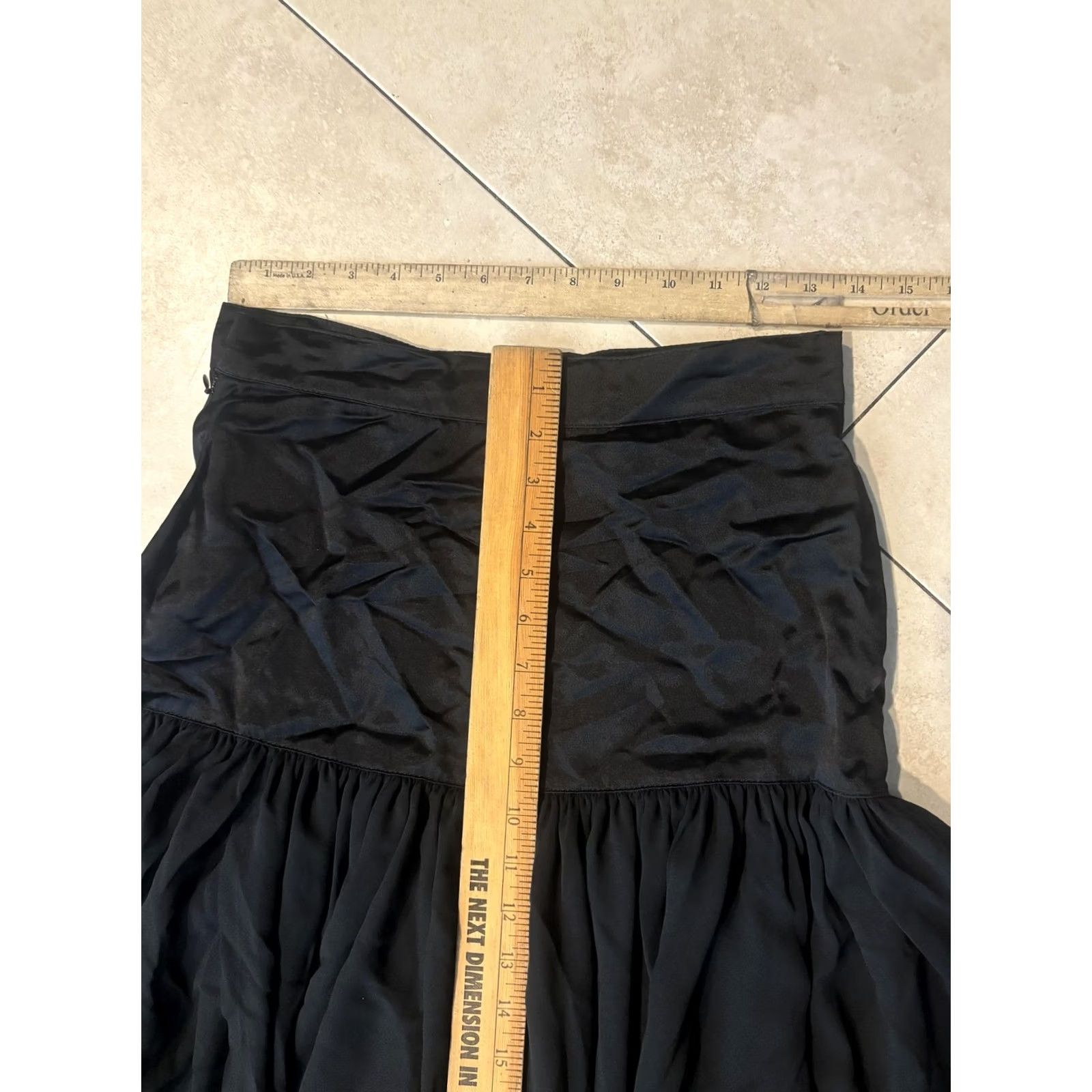 Escada Vintage Escada Skirt Womens 38 Black Satin Chiffon Maxi High Waist Long Boho Size 28" / US 6 / IT 42 - 7 Thumbnail