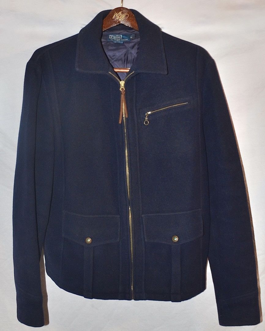 Polo Ralph Lauren Vintage Polo Ralph Lauren Wool Zip Jacket Navy Small Size US M / EU 48-50 / 2 - 1 Thumbnail