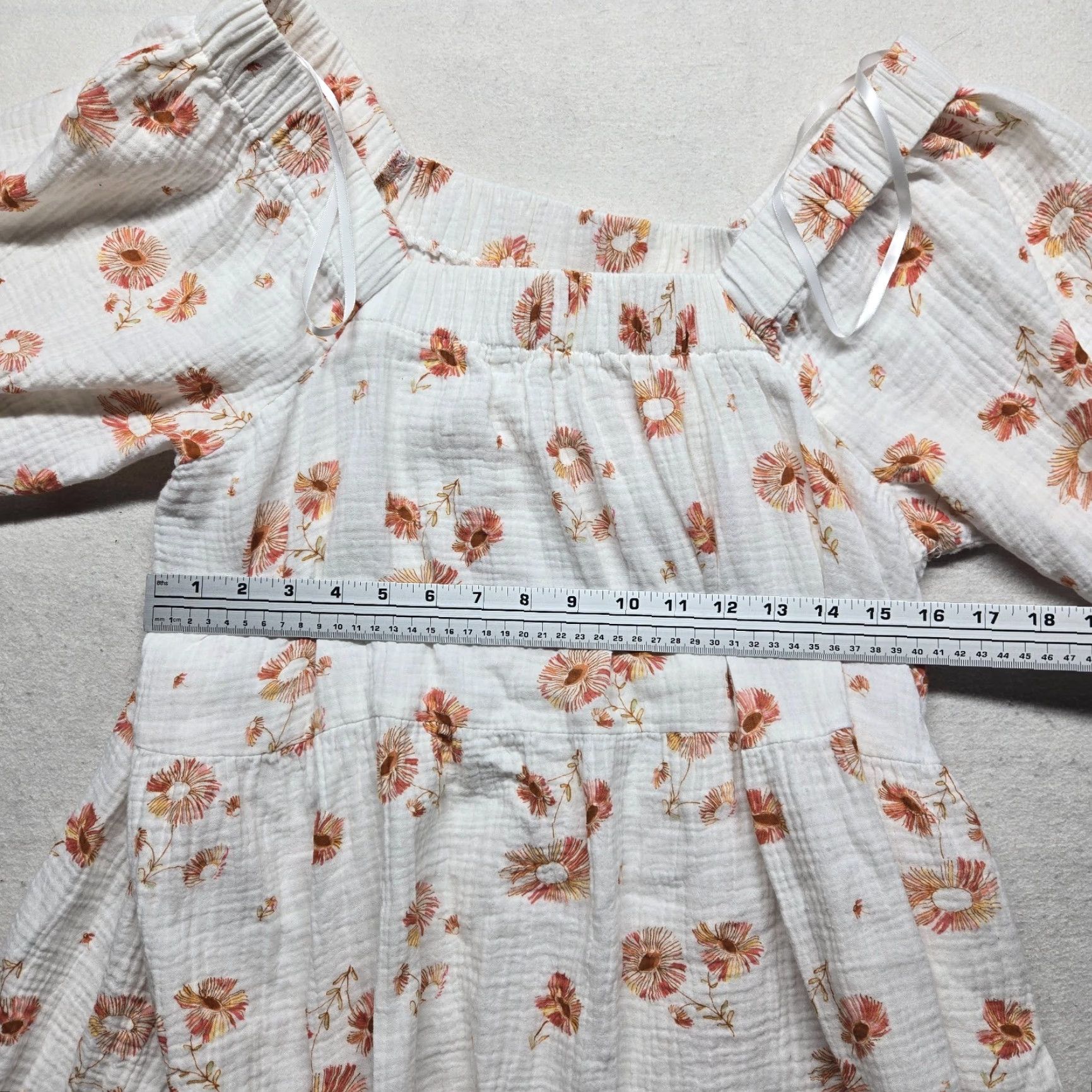 Vintage Wonderfly Shirt White Floral Shift Dress Short Sleeve Flutter Sleeve Petite Womens PL Size L / US 10 / IT 46 - 4 Thumbnail