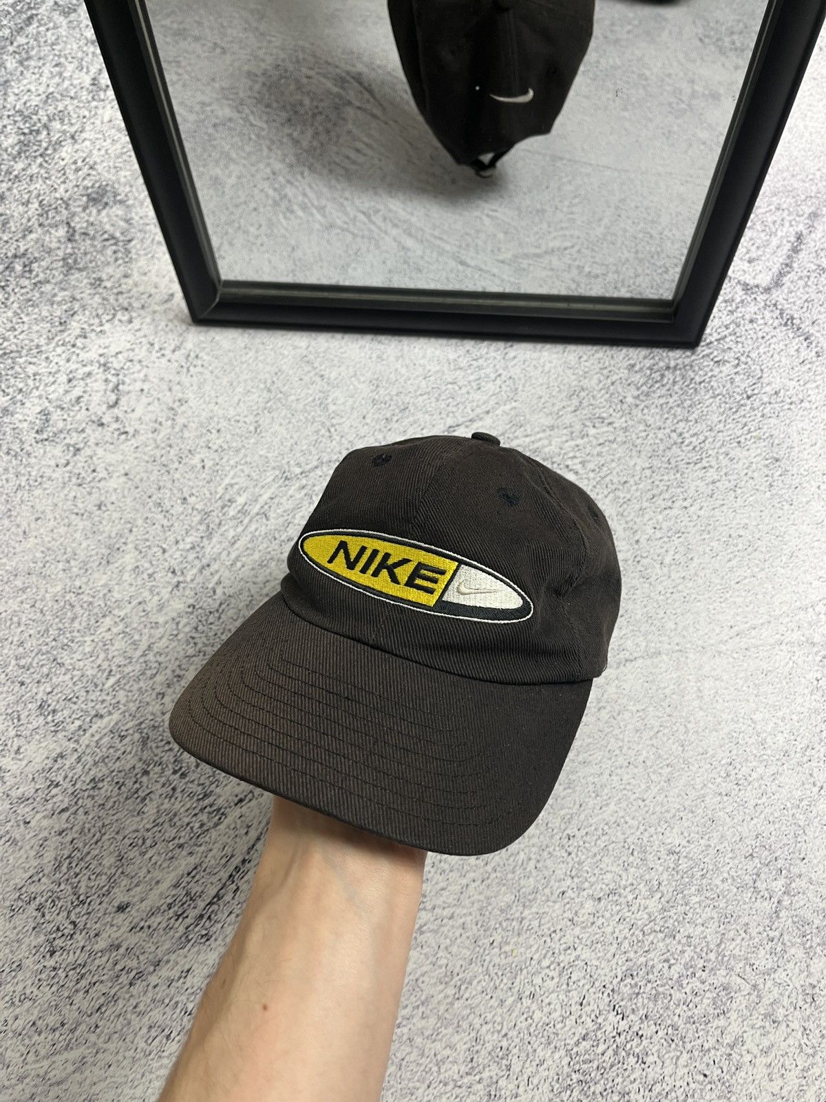Nike × Vintage Vintage Nike Big Embroidered Logo Faded Cap Hat Rare Size ONE SIZE - 1 Thumbnail