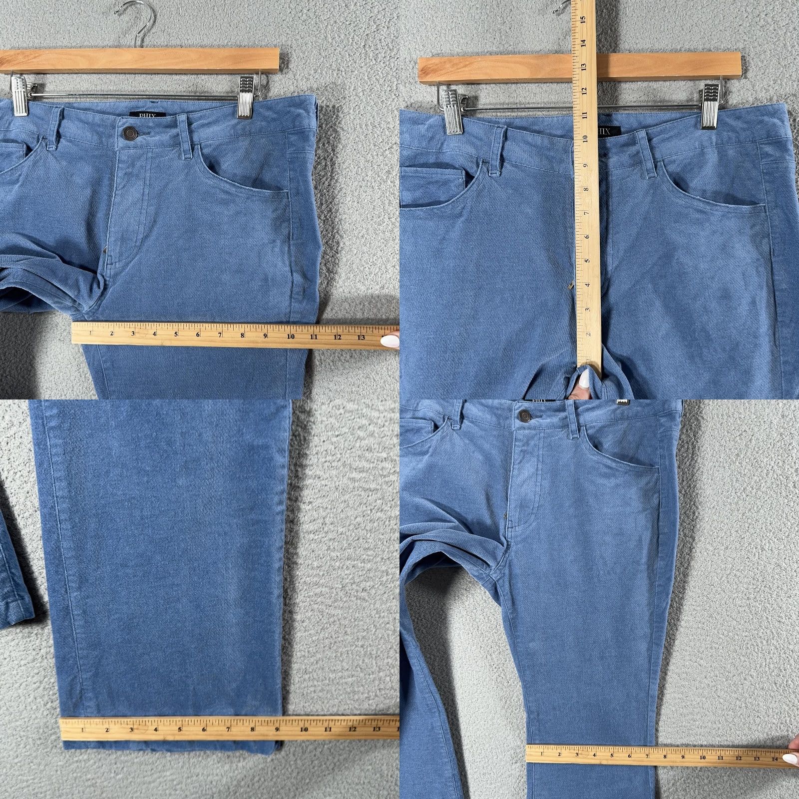 Vintage PHIX England Corduroy Flare Pants Mens 34 Blue Slim Flared 70s Rocker Trousers Size US 34 / EU 50 - 8 Thumbnail
