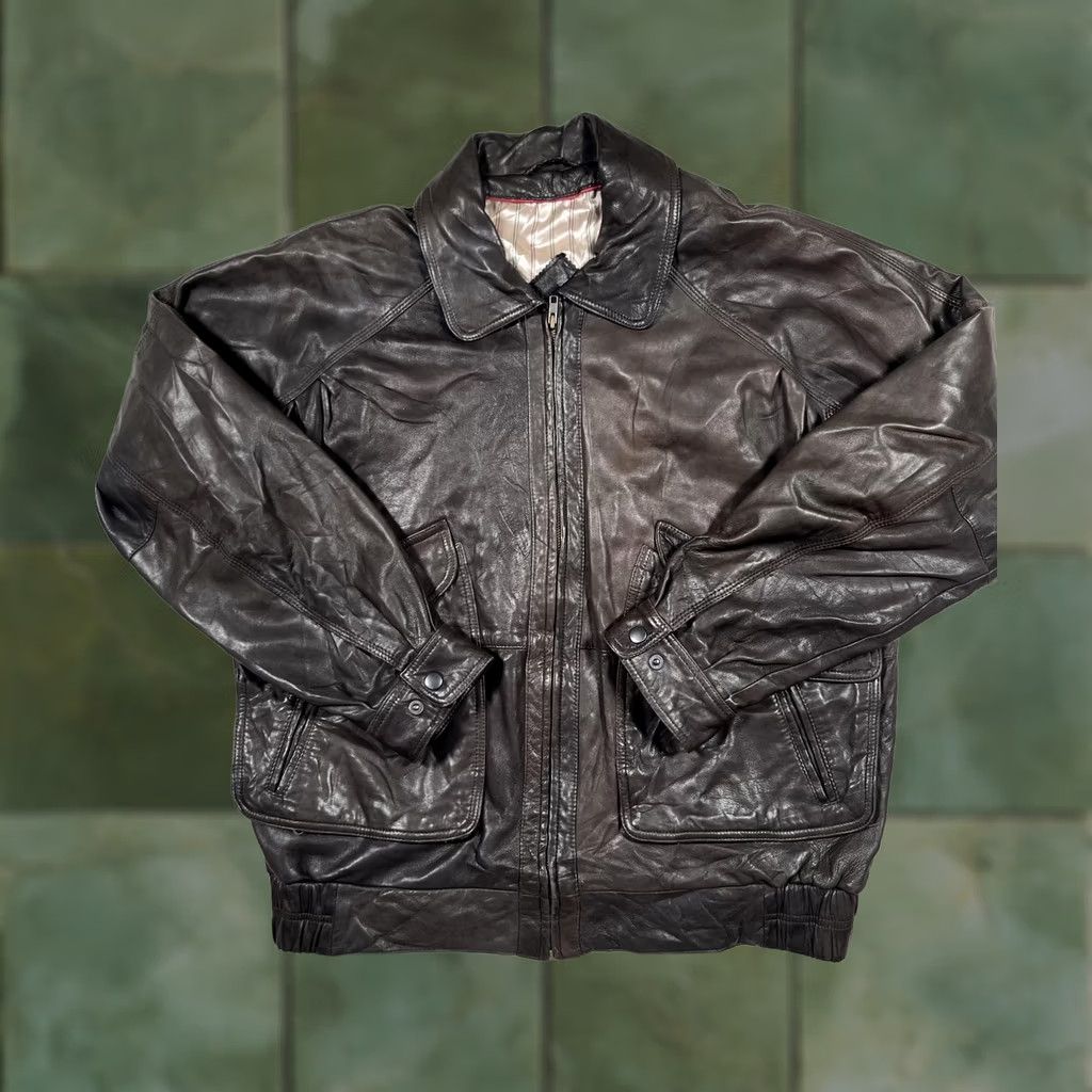 Gant GANT Jacket Mens 42 Brown Leather Bomber Full Zip Lined Pockets Split-Rail Size US XS / EU 42 / 0 - 1 Thumbnail